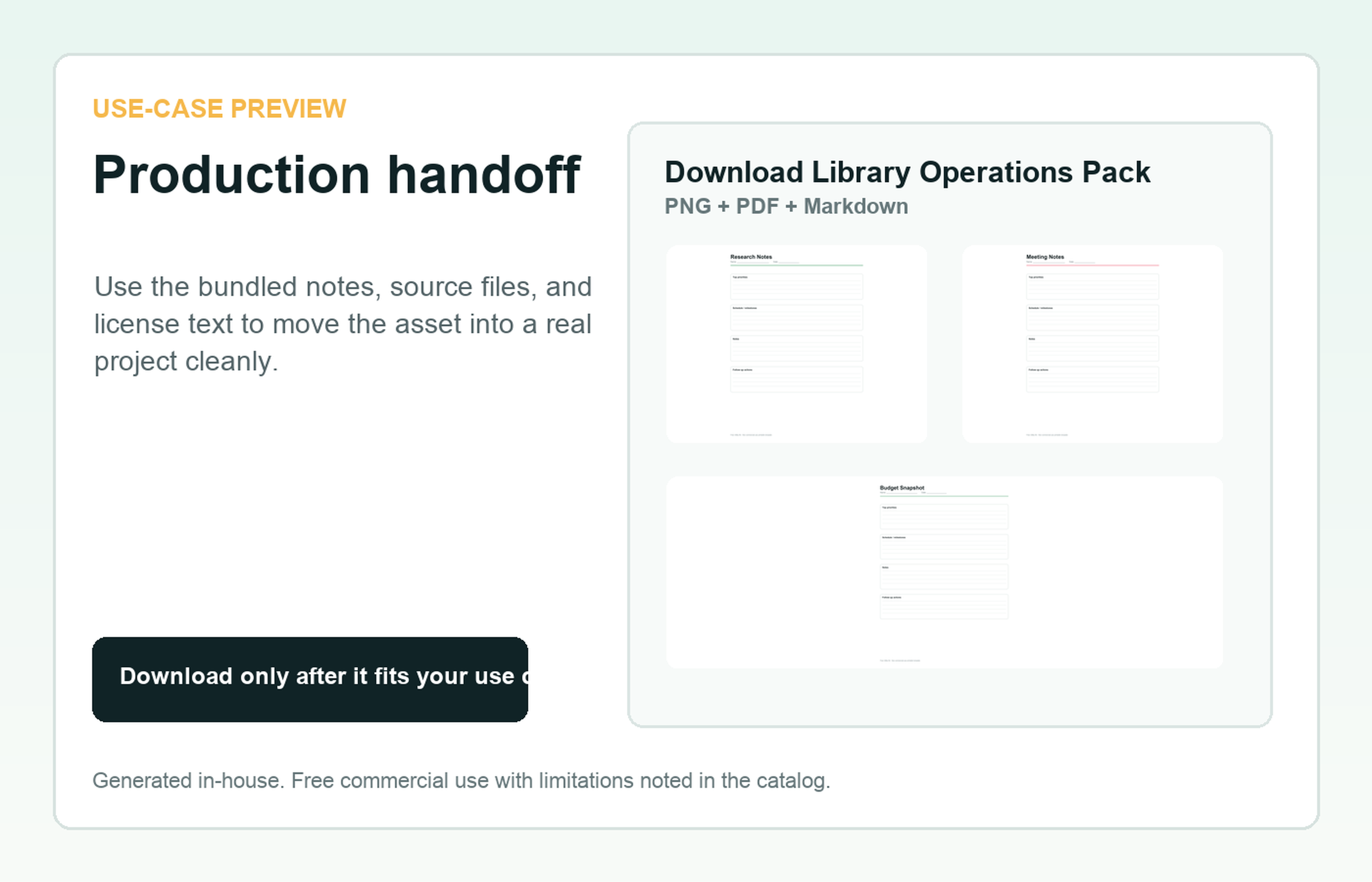 Download Library Operations Pack Production handoff use-case preview
