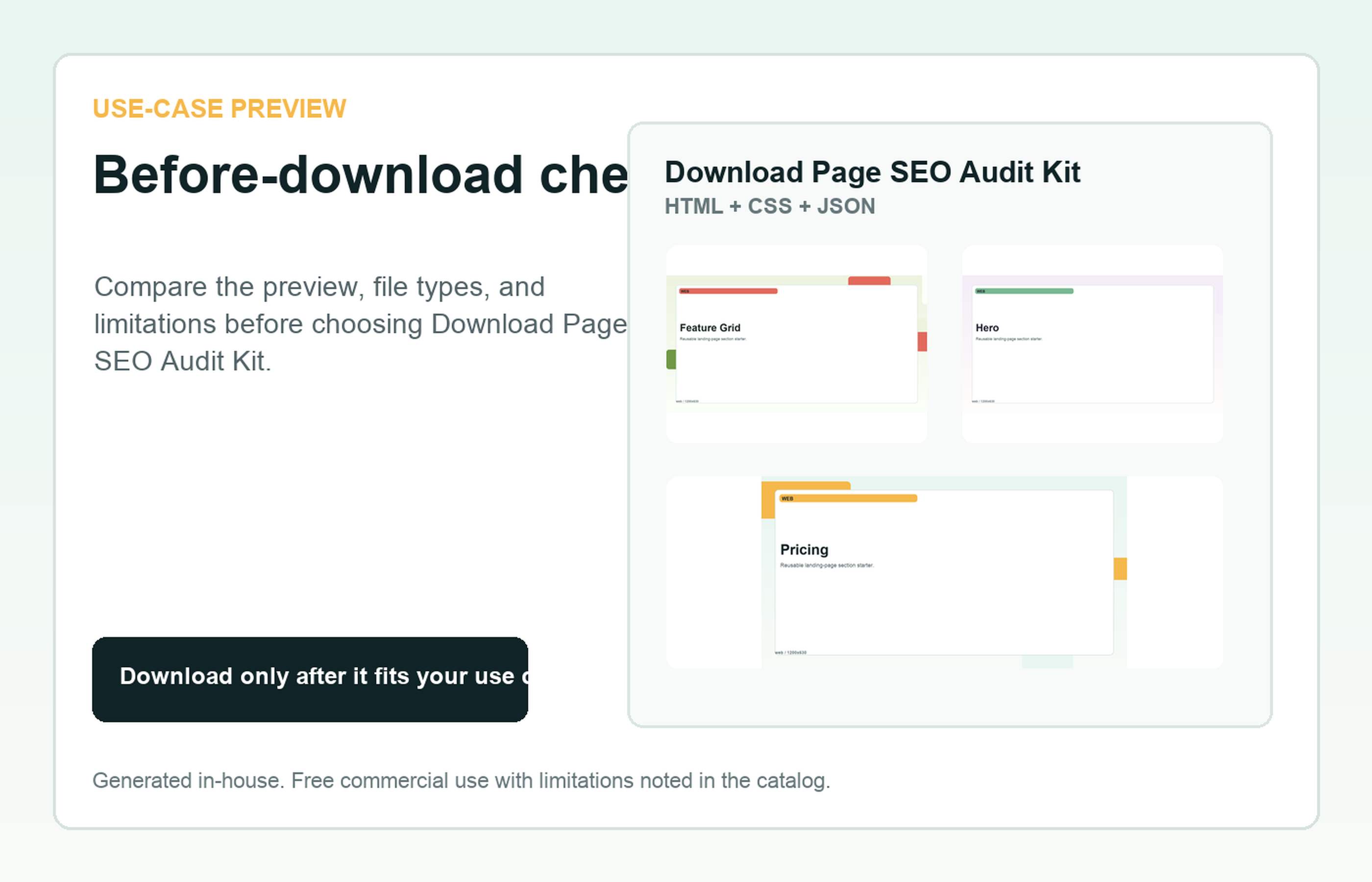 Download Page SEO Audit Kit Before-download check use-case preview