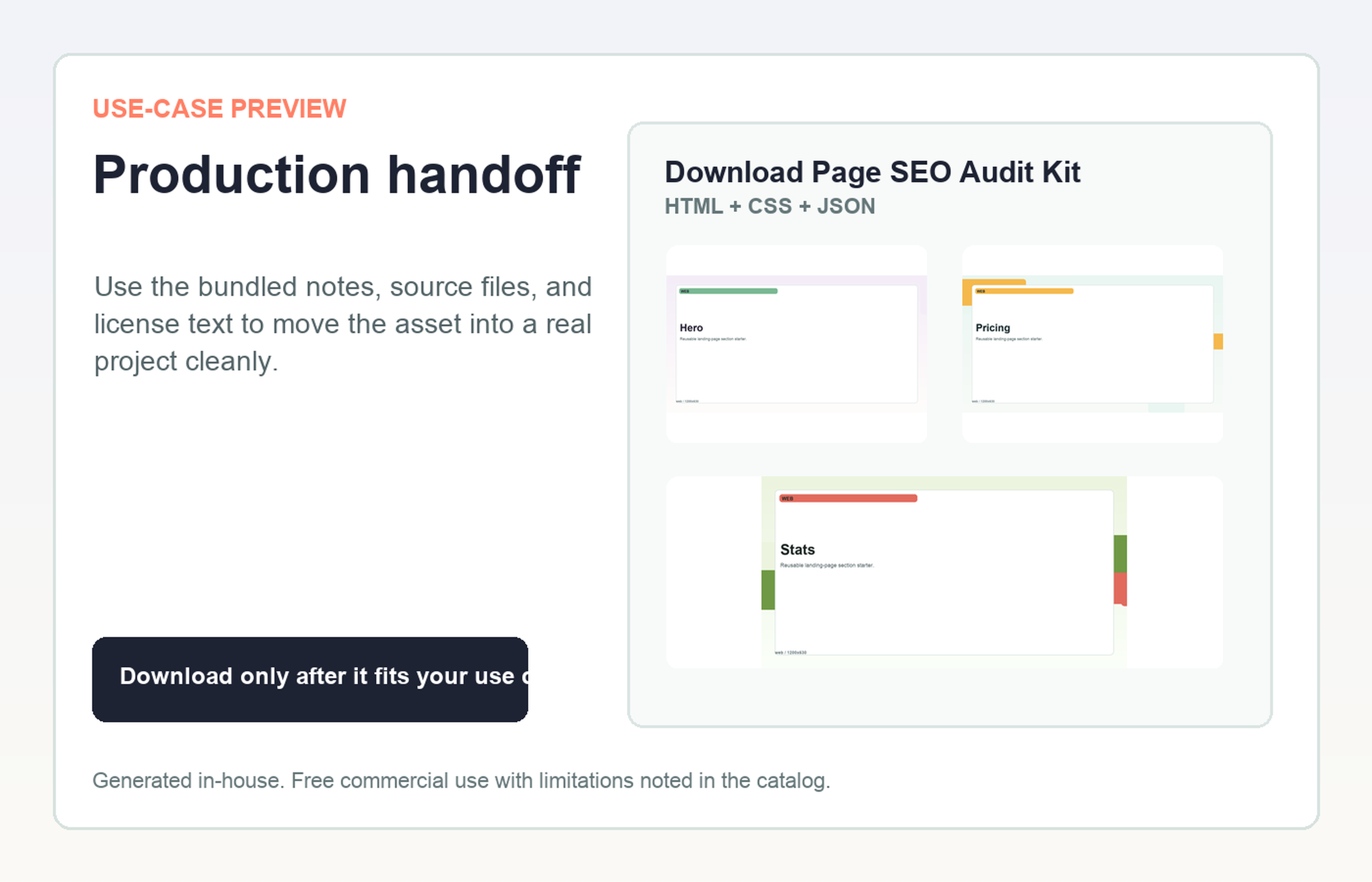 Download Page SEO Audit Kit Production handoff use-case preview