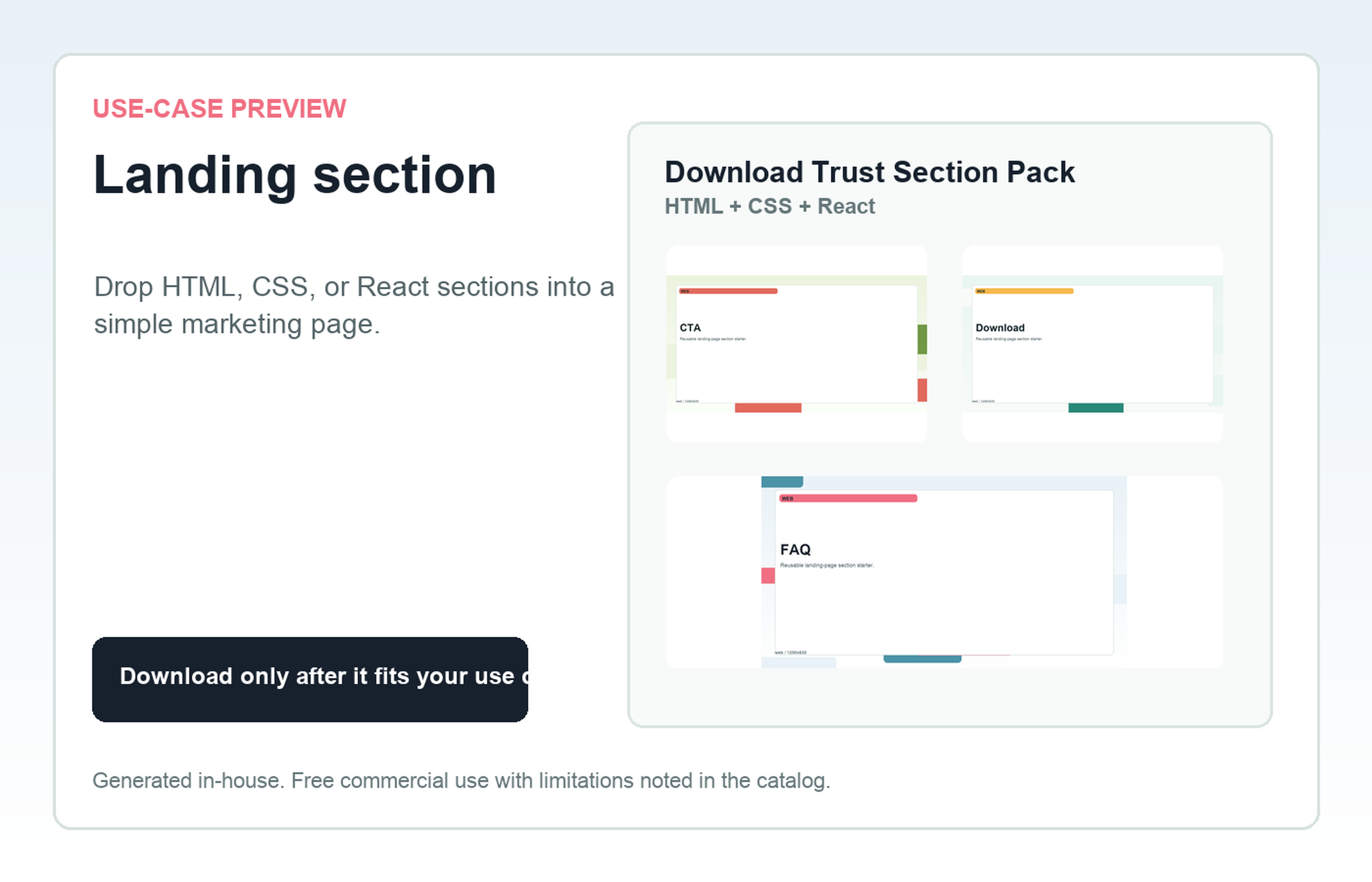 Download Trust Section Pack Landing section use-case preview