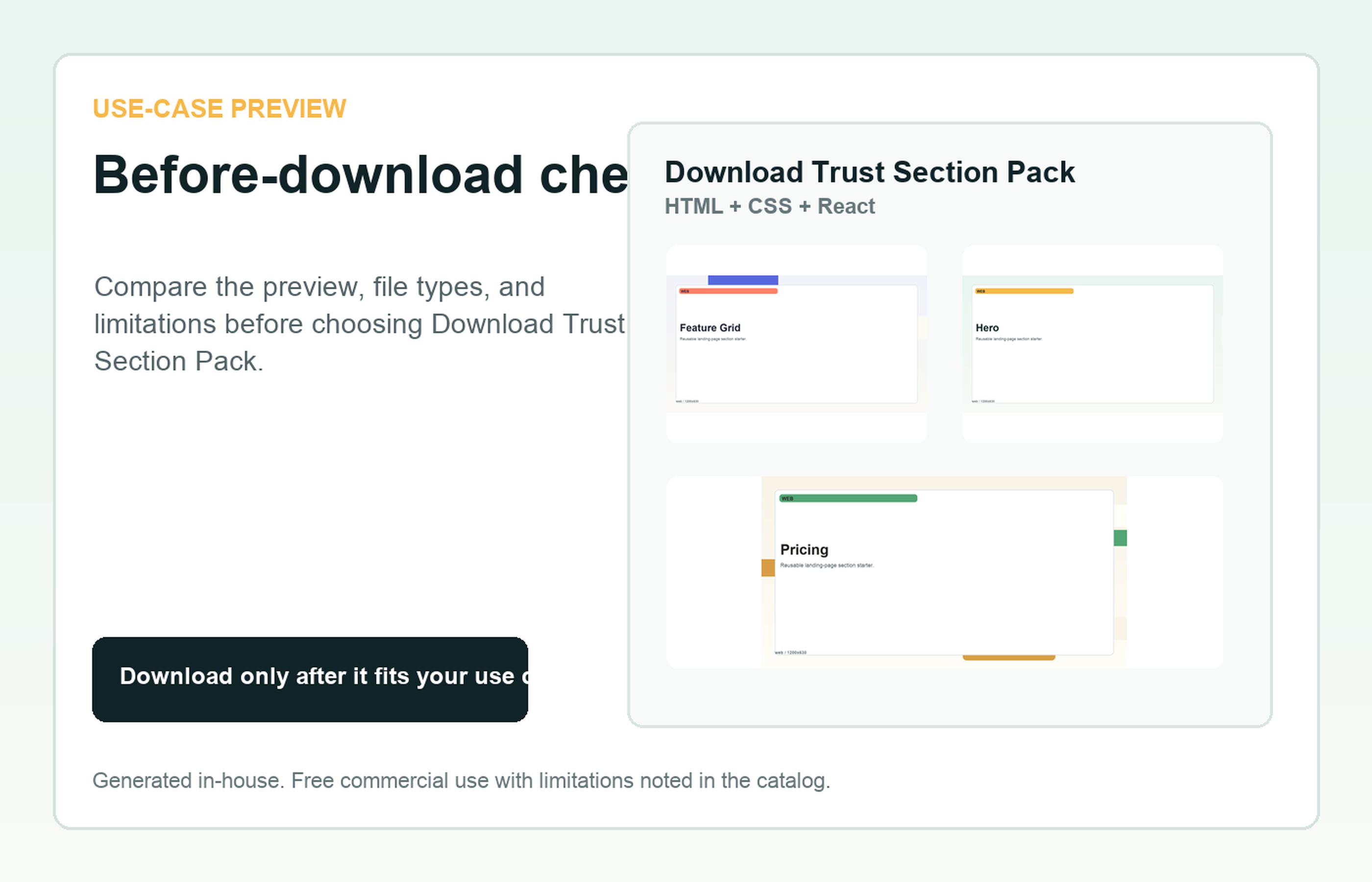 Download Trust Section Pack Before-download check use-case preview