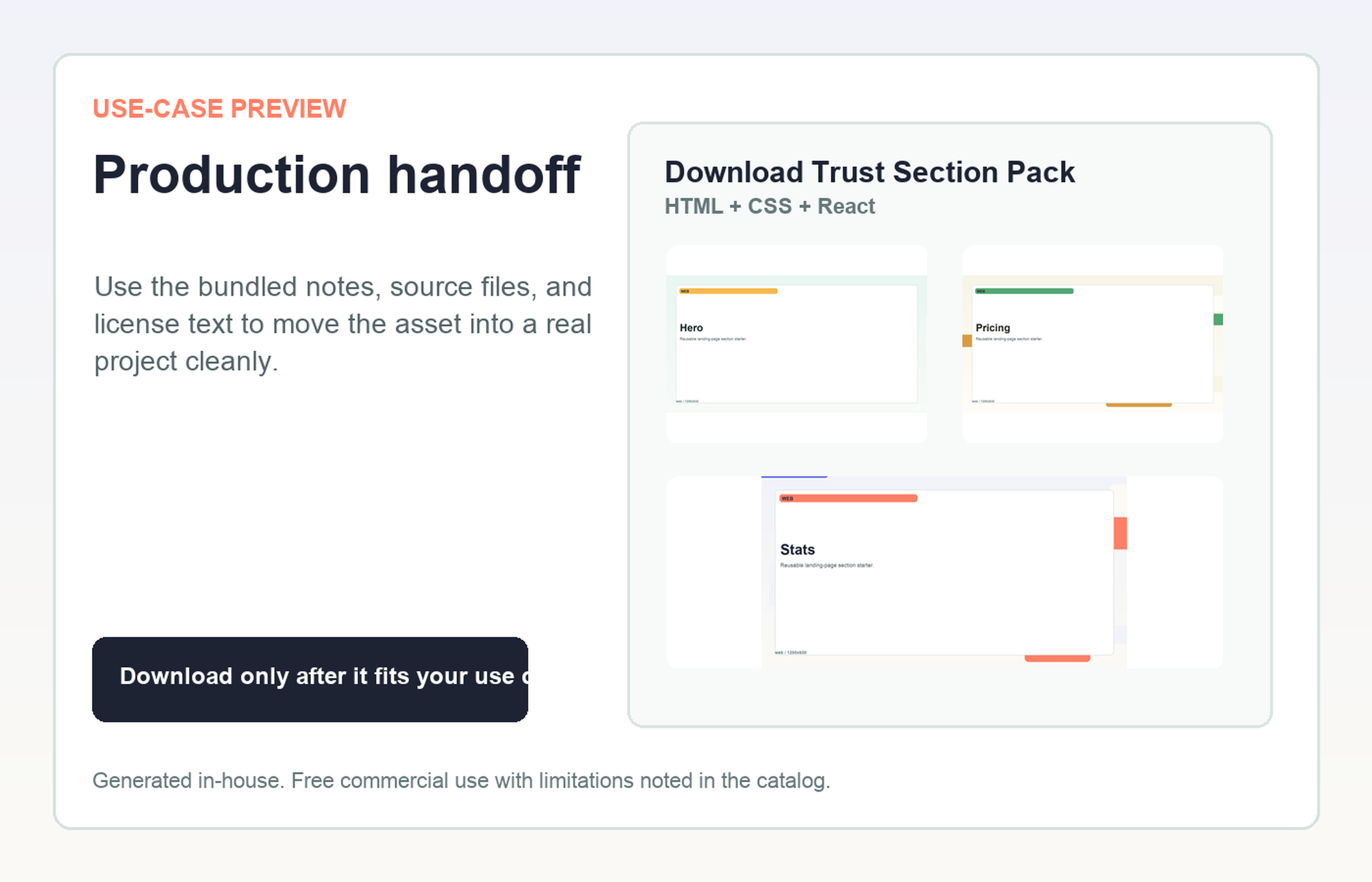 Download Trust Section Pack Production handoff use-case preview