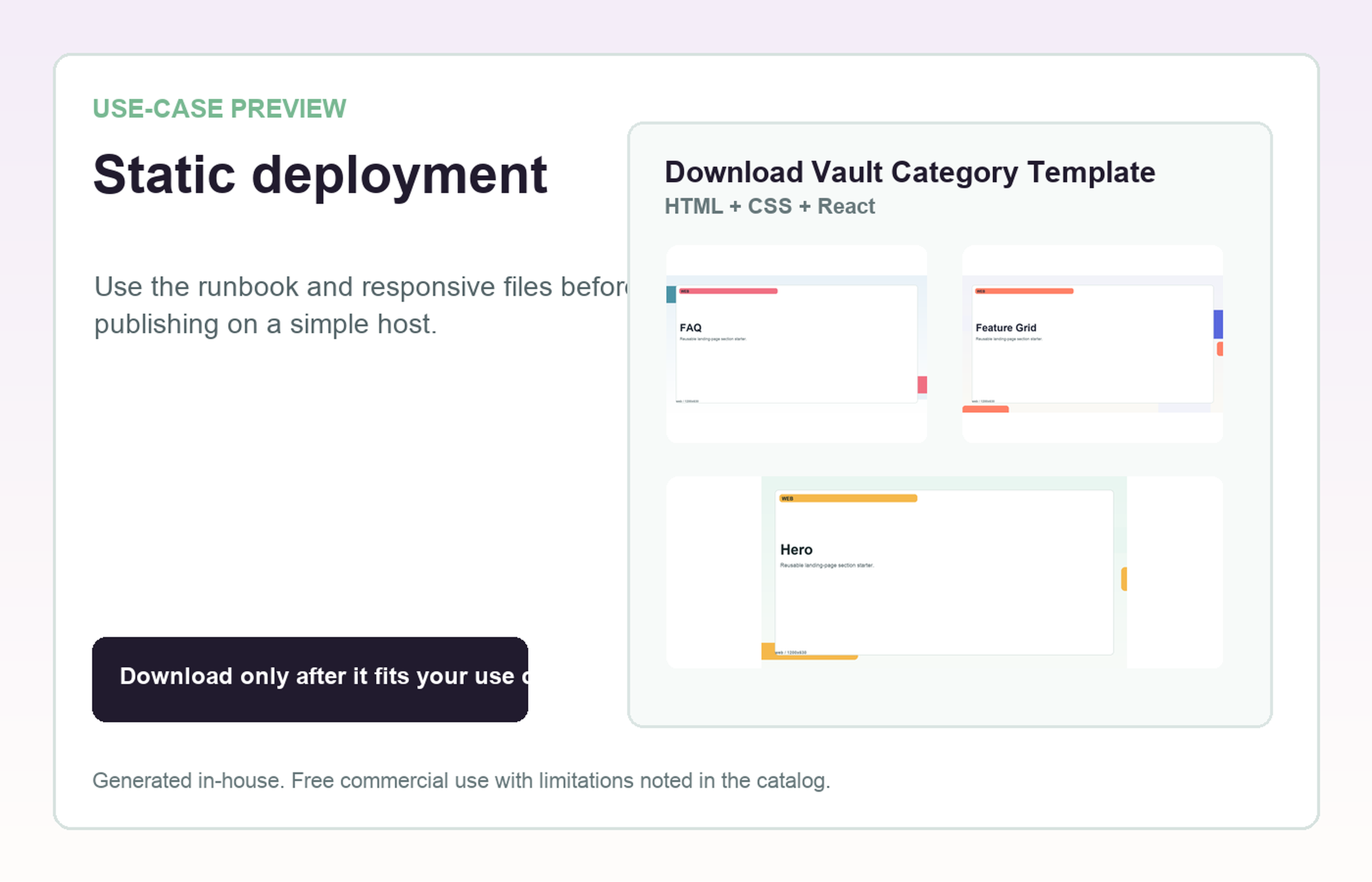 Download Vault Category Template Static deployment use-case preview
