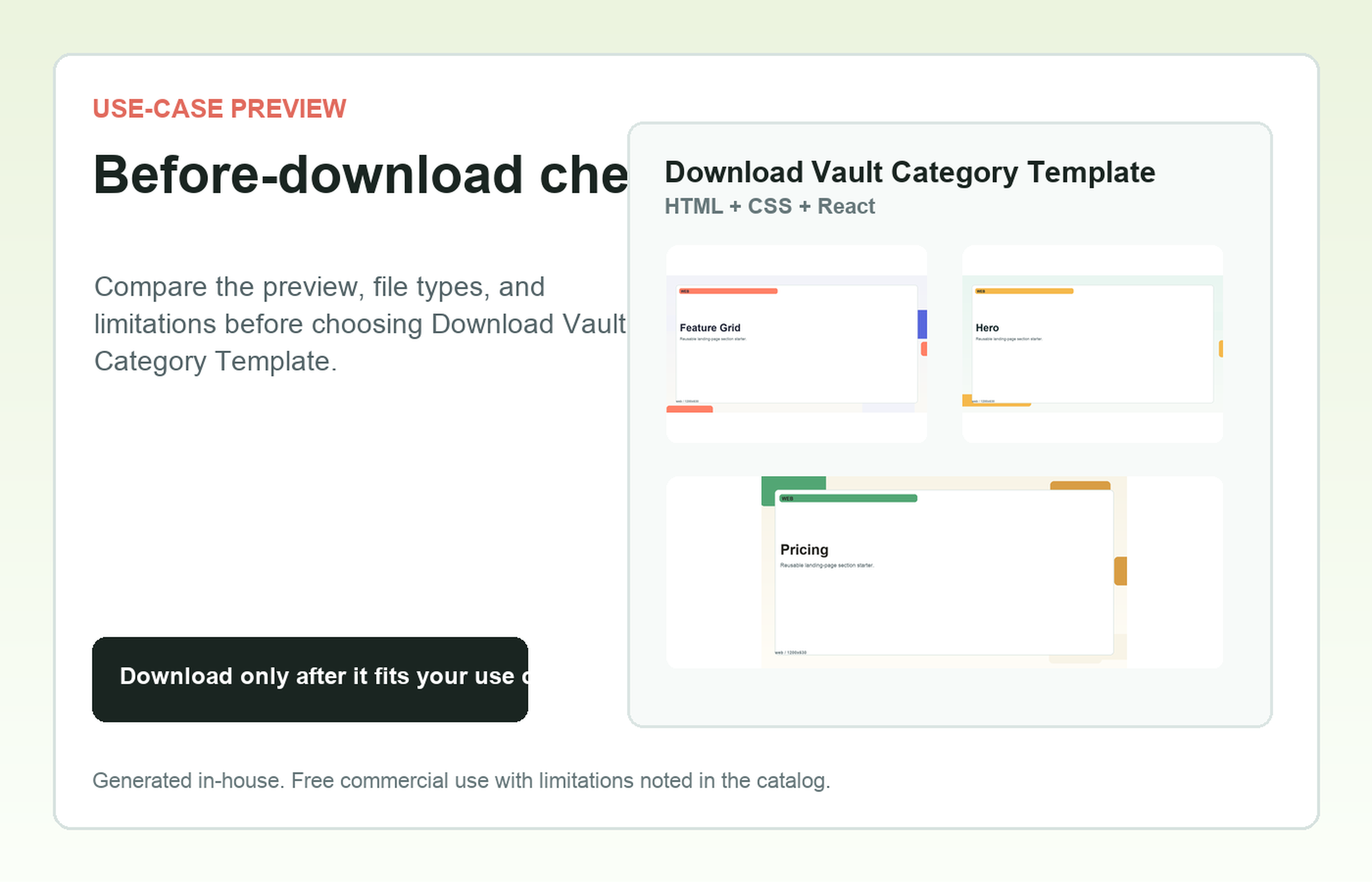 Download Vault Category Template Before-download check use-case preview