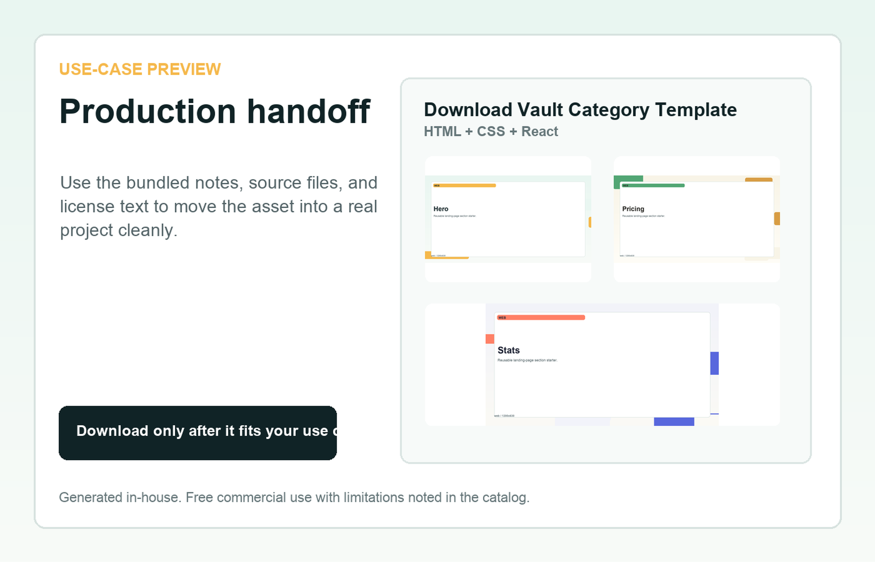 Download Vault Category Template Production handoff use-case preview