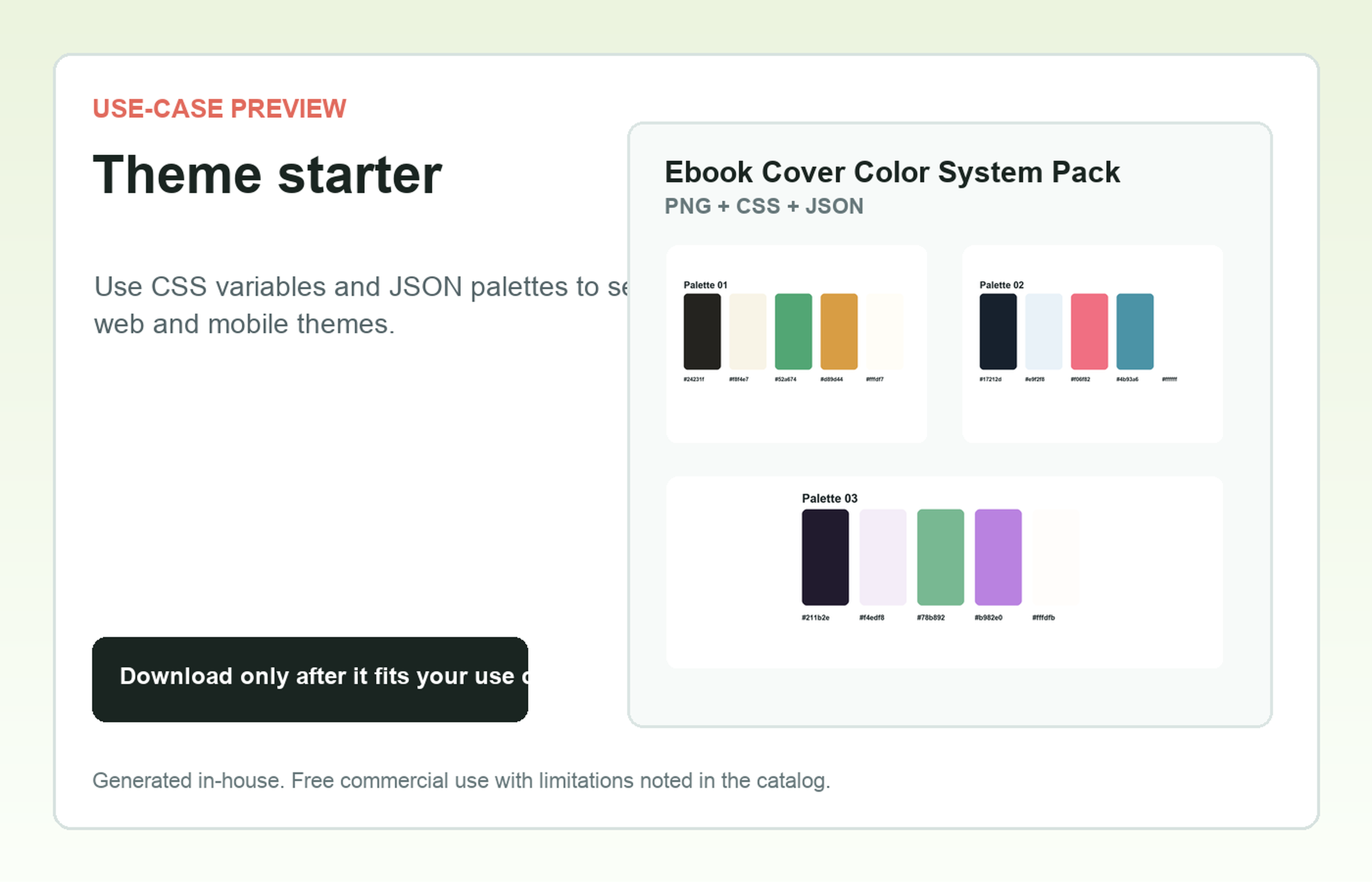 Ebook Cover Color System Pack Theme starter use-case preview