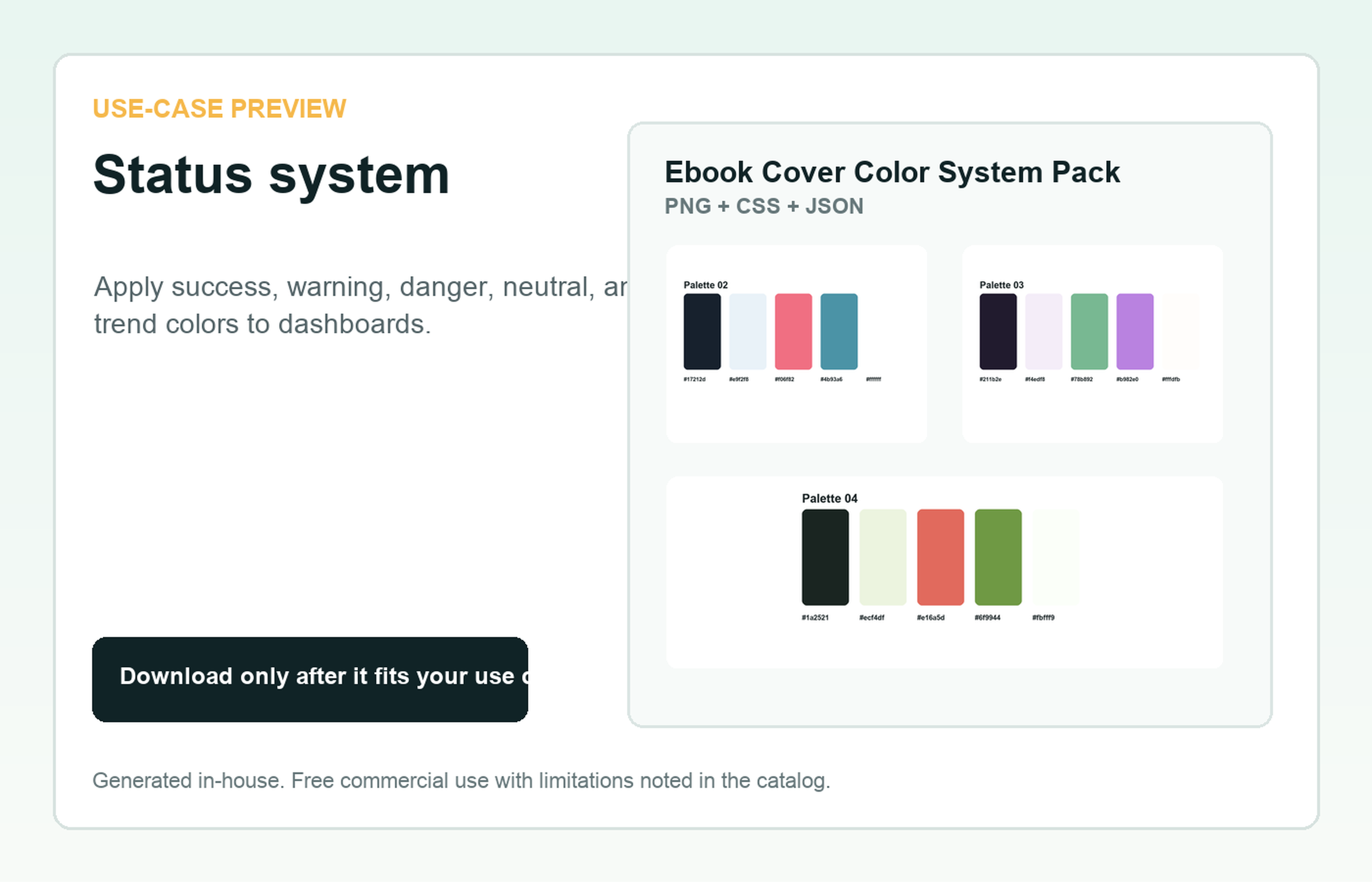 Ebook Cover Color System Pack Status system use-case preview