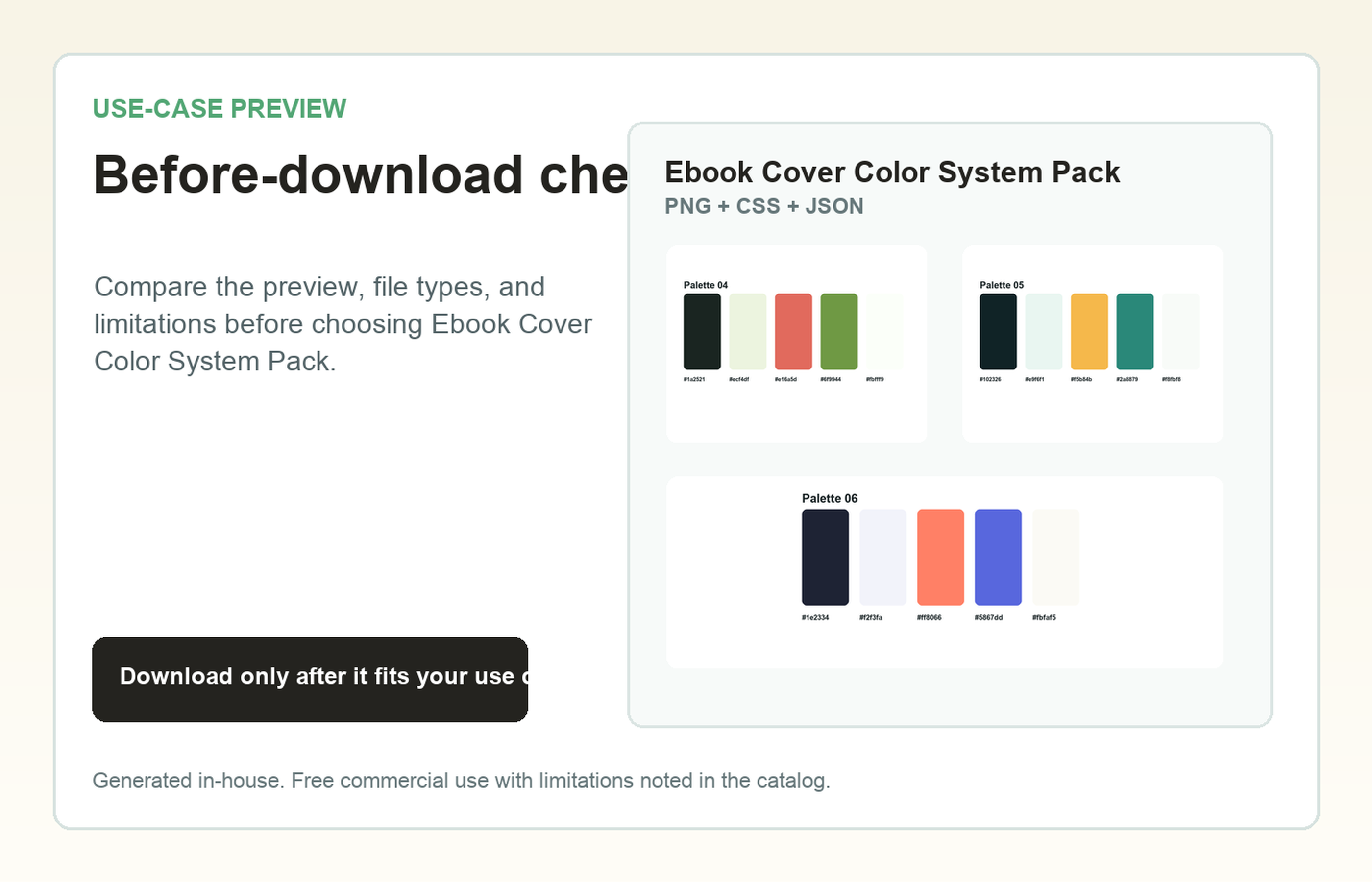 Ebook Cover Color System Pack Before-download check use-case preview