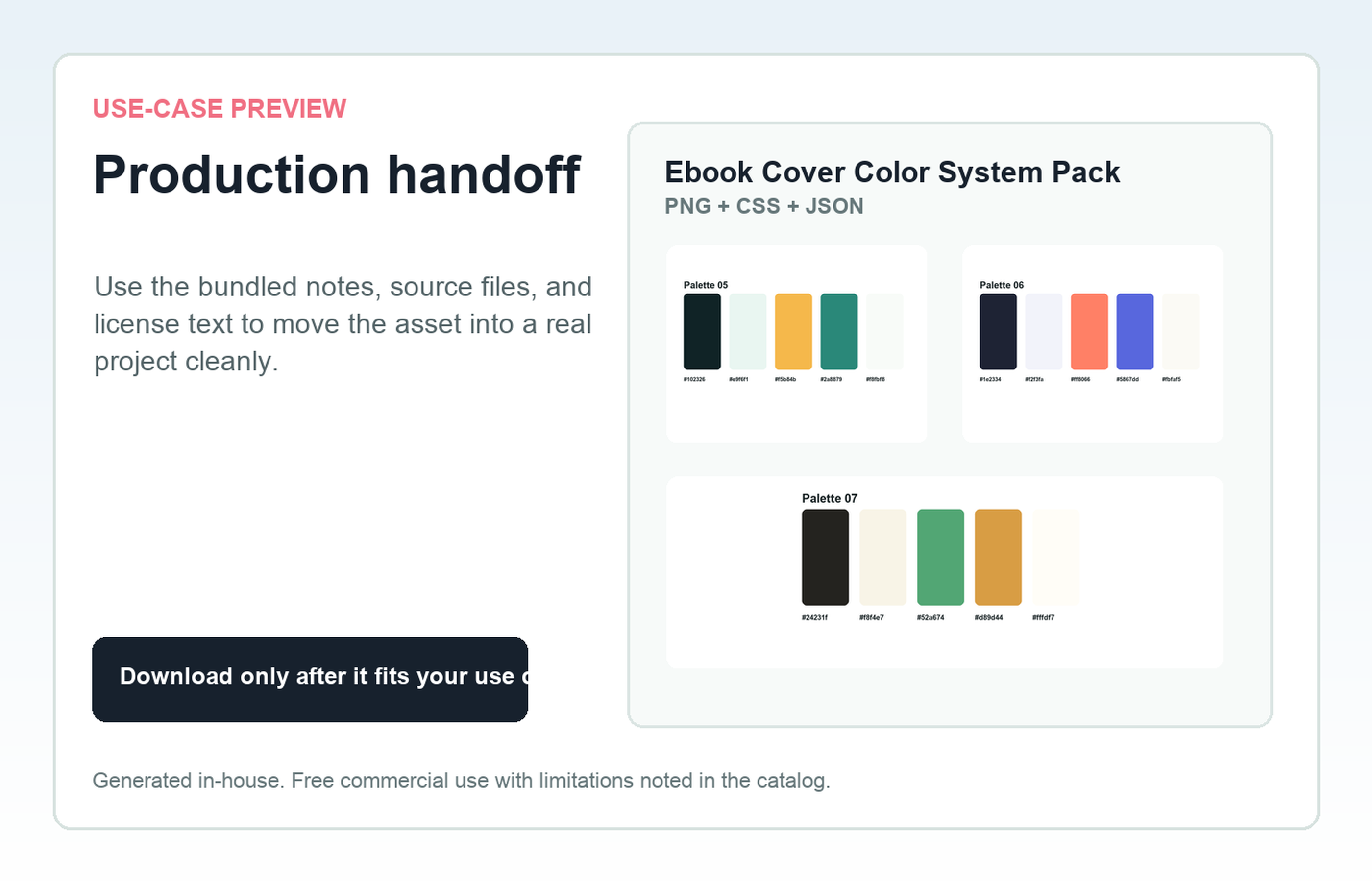 Ebook Cover Color System Pack Production handoff use-case preview