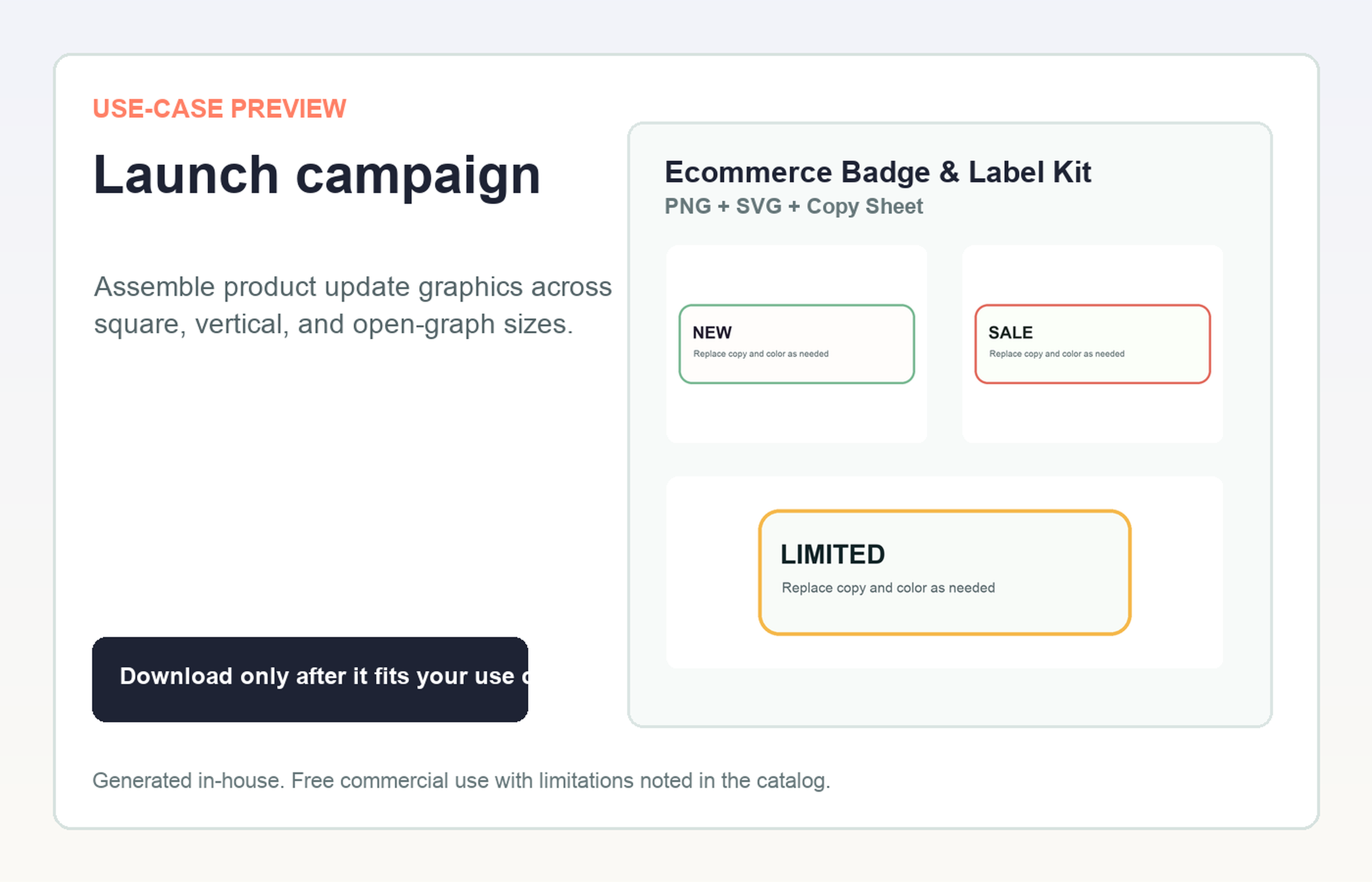 Ecommerce Badge & Label Kit Launch campaign use-case preview