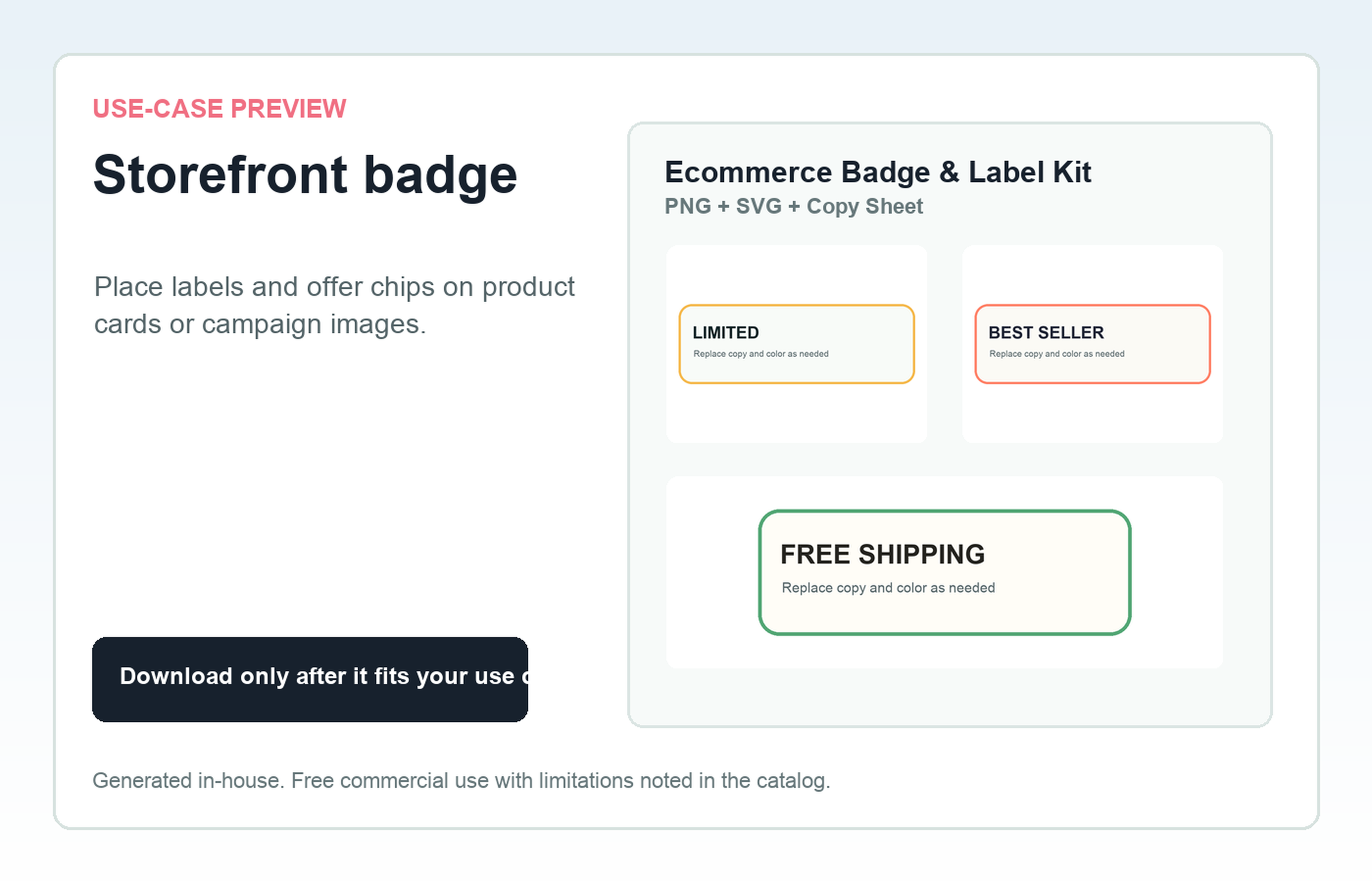 Ecommerce Badge & Label Kit Storefront badge use-case preview
