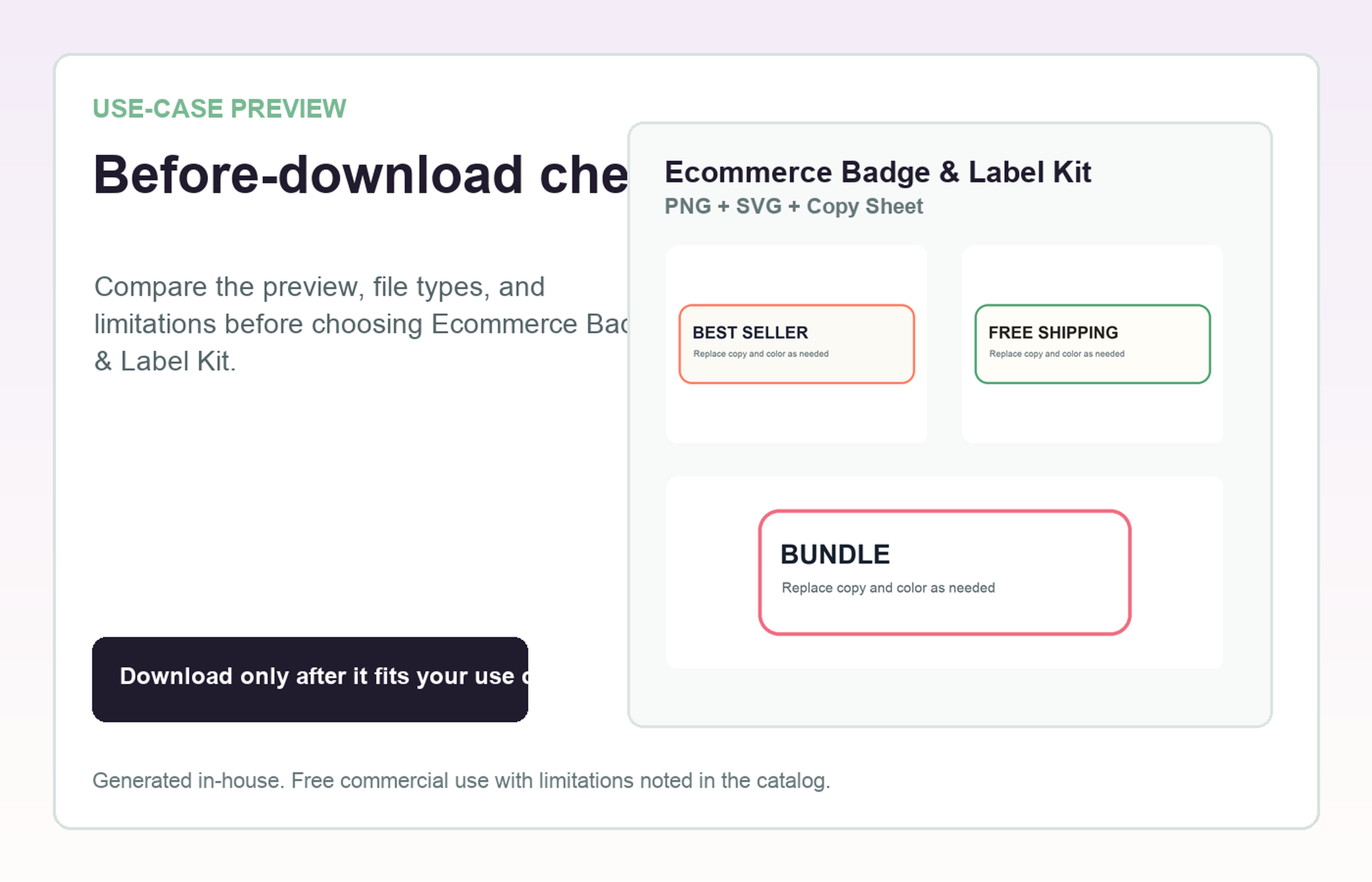Ecommerce Badge & Label Kit Before-download check use-case preview