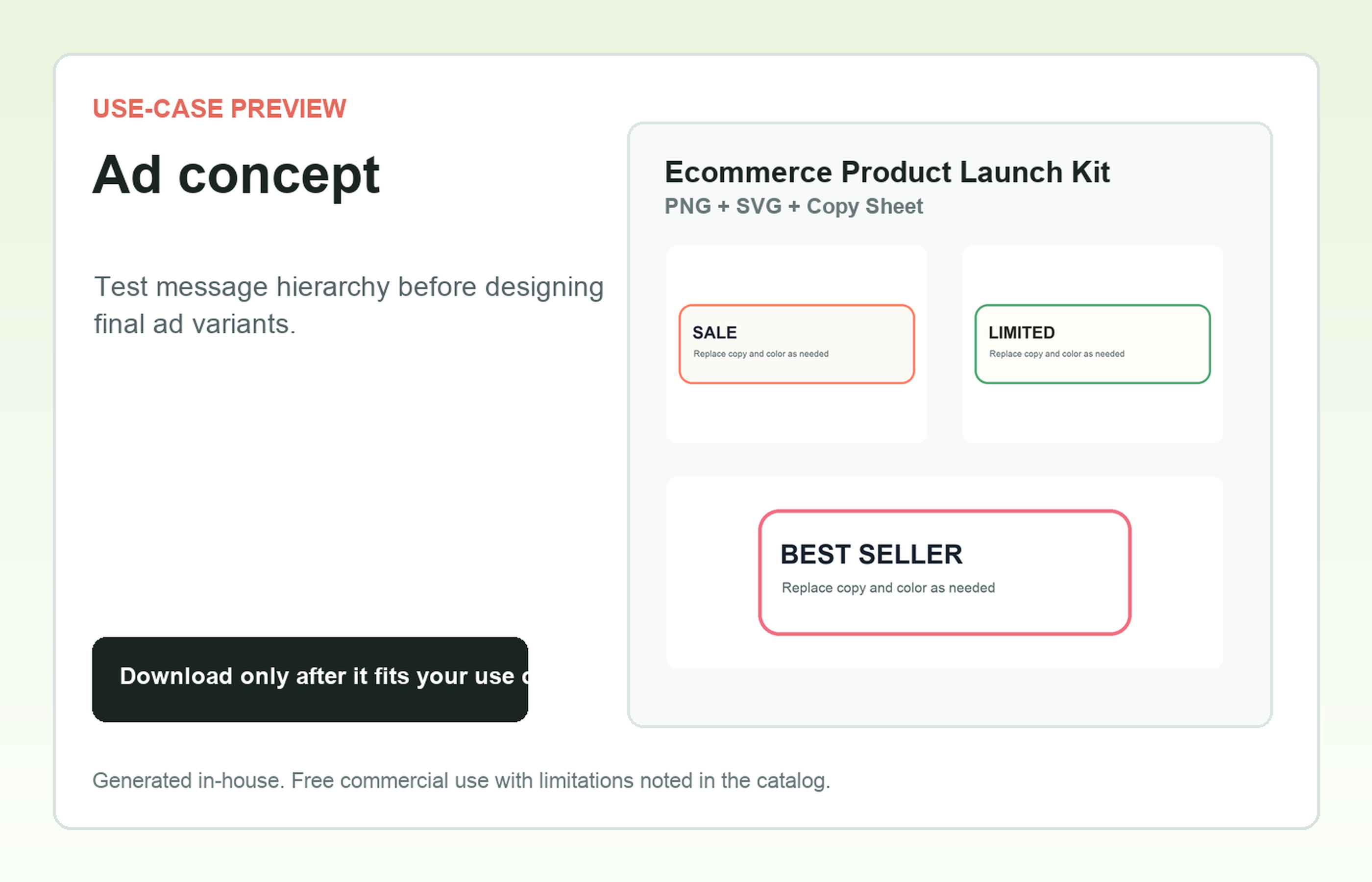 Ecommerce Product Launch Kit Ad concept use-case preview