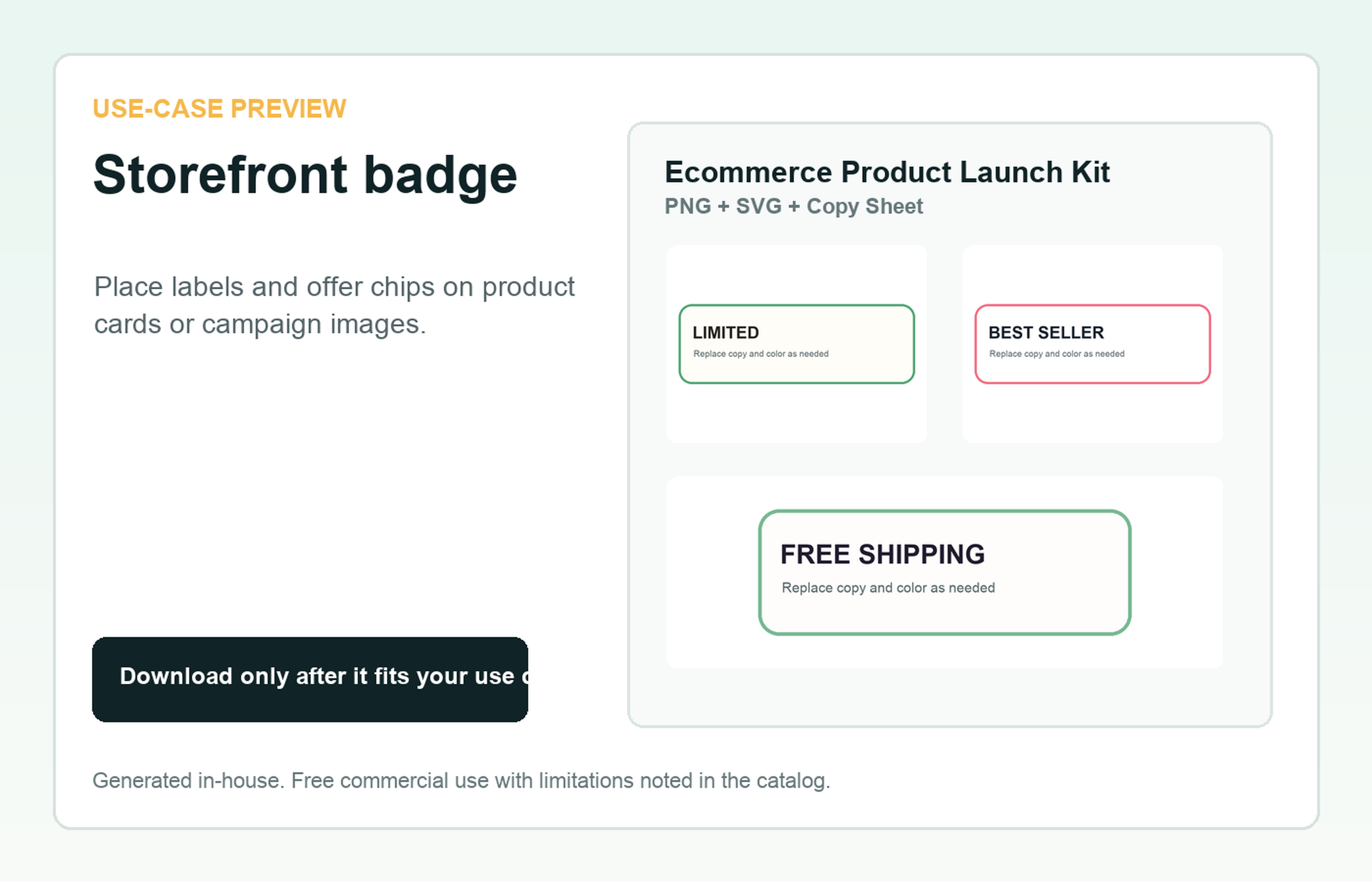 Ecommerce Product Launch Kit Storefront badge use-case preview