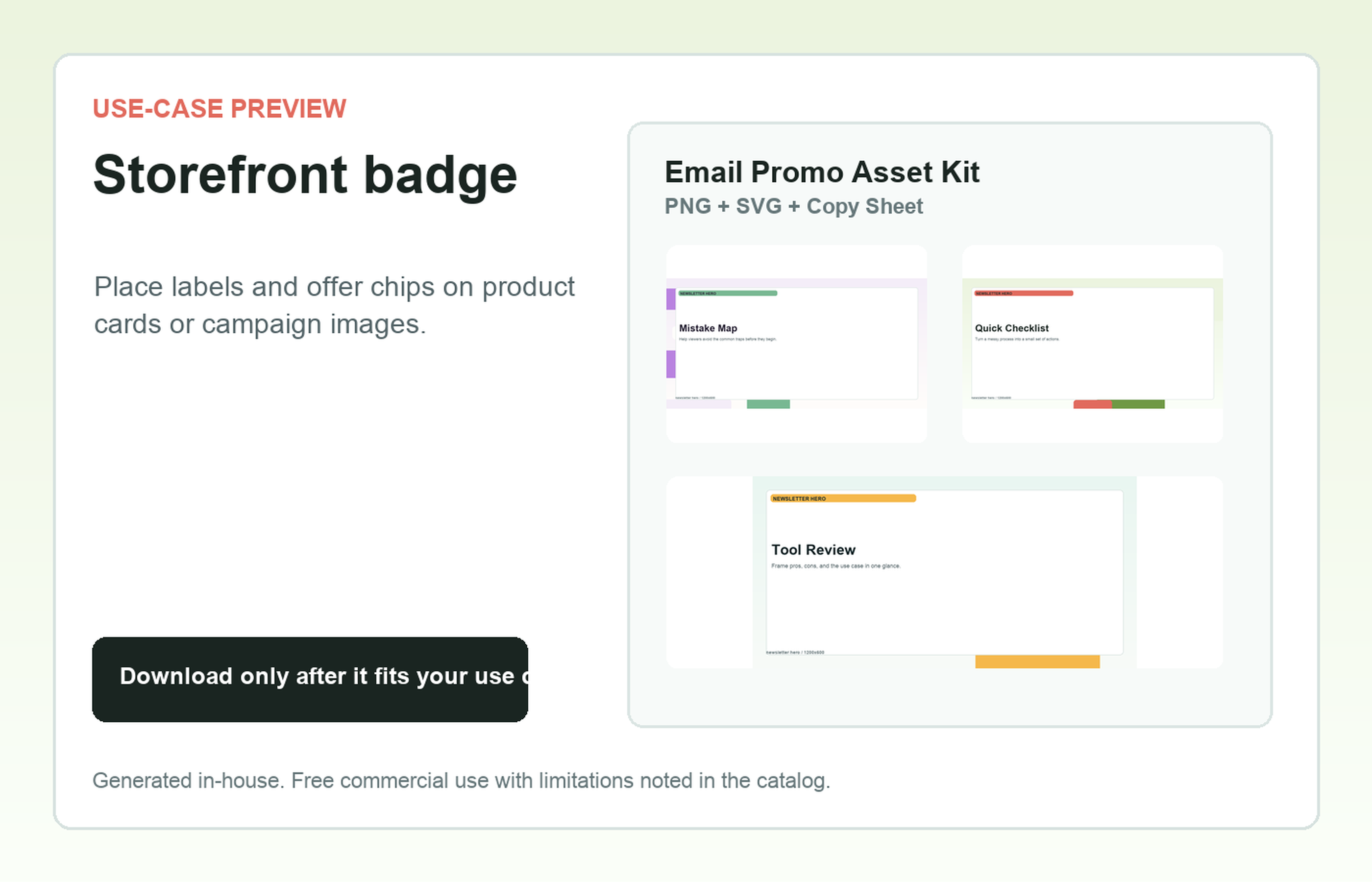 Email Promo Asset Kit Storefront badge use-case preview