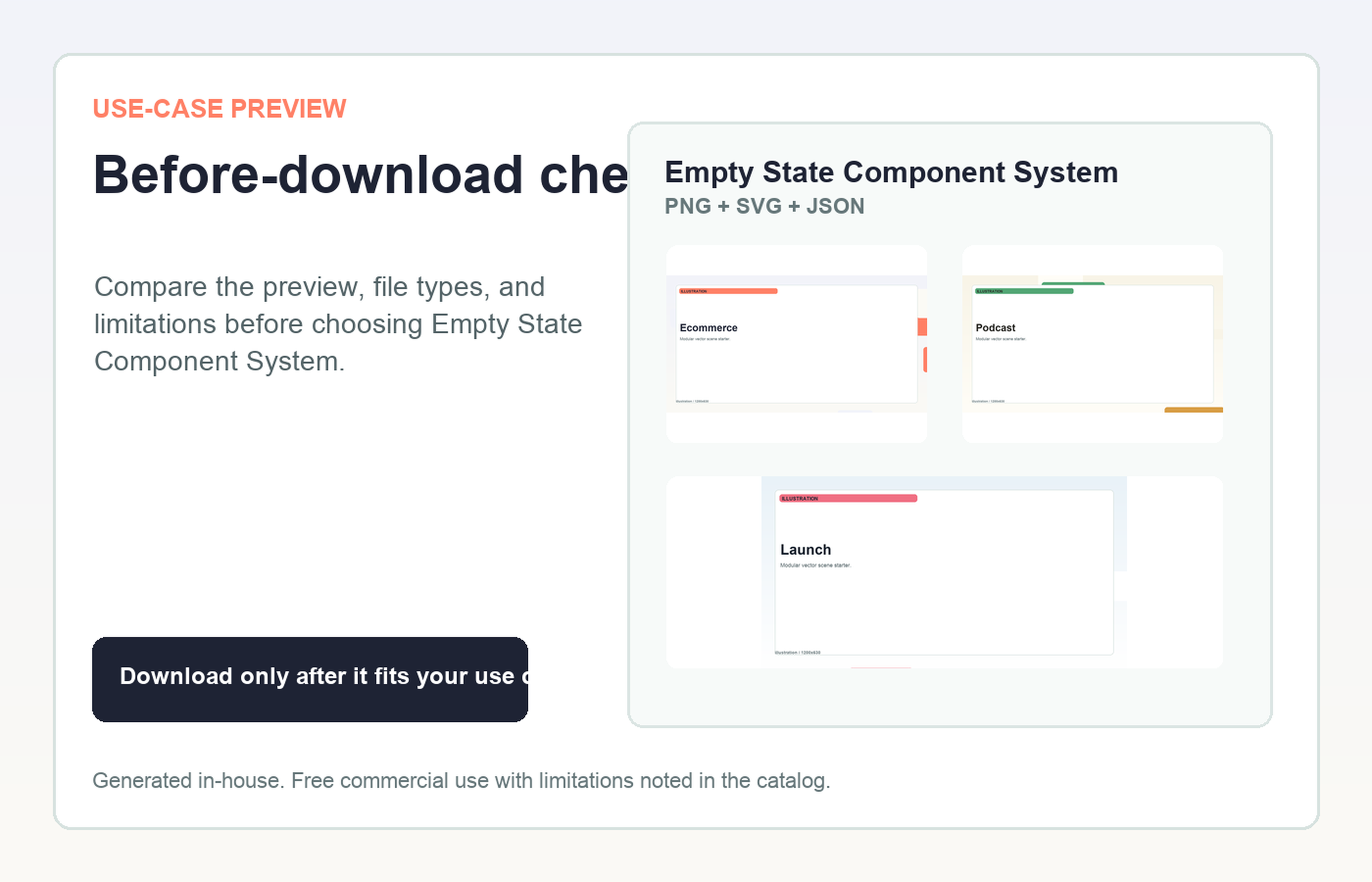 Empty State Component System Before-download check use-case preview