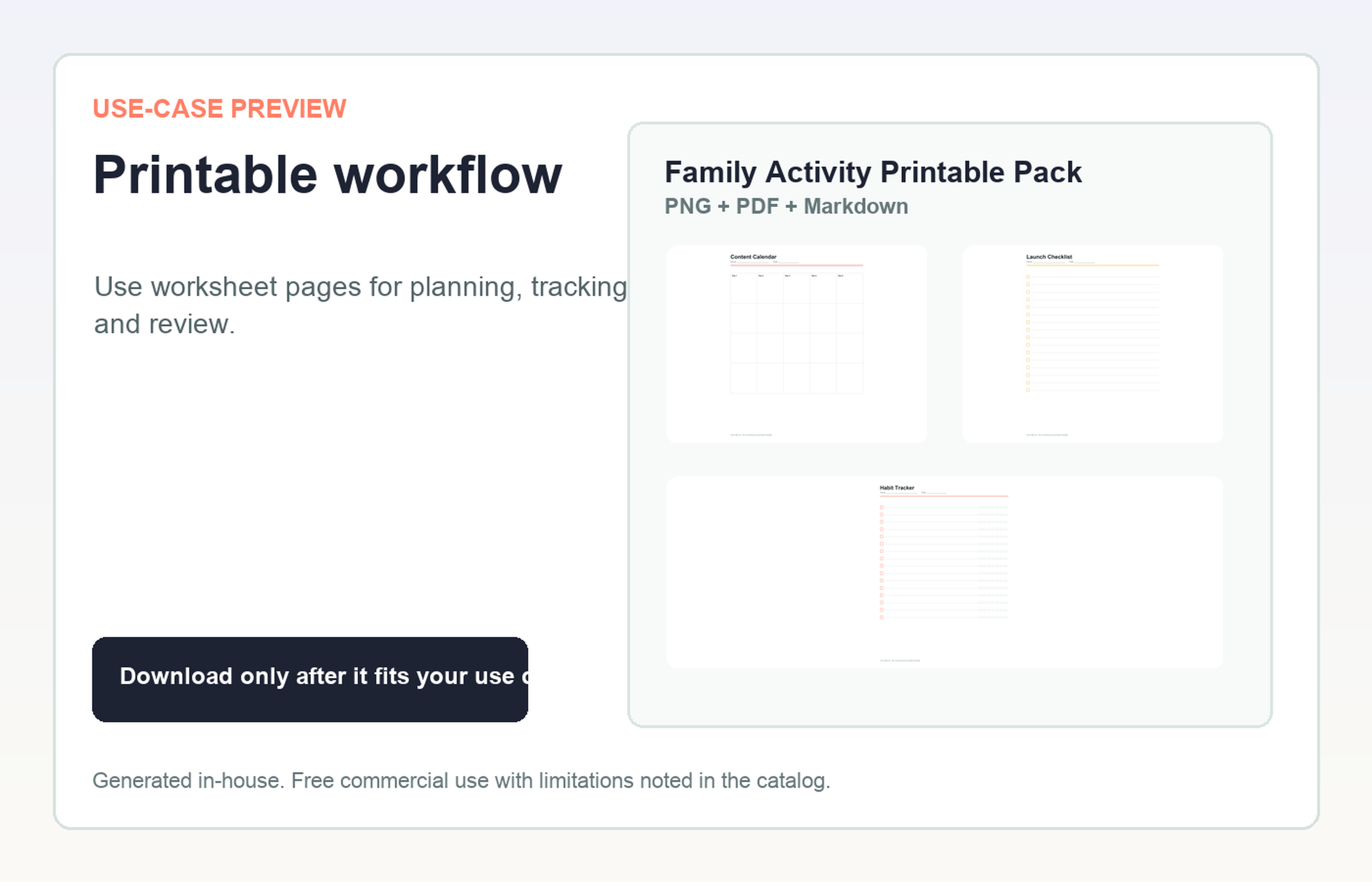 Family Activity Printable Pack Printable workflow use-case preview