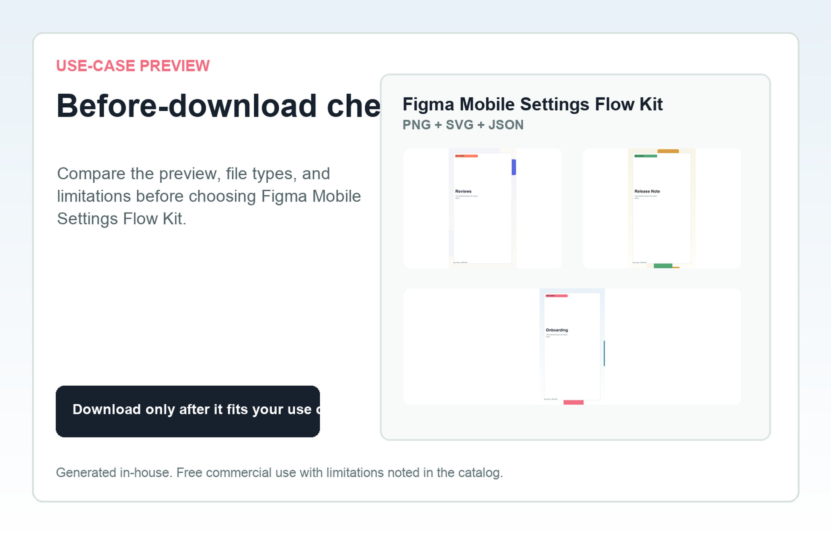 Figma Mobile Settings Flow Kit Before-download check use-case preview