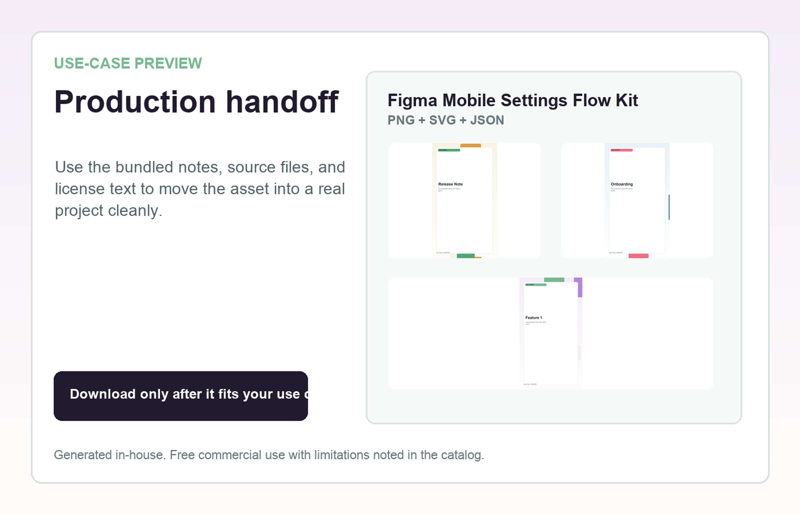 Figma Mobile Settings Flow Kit Production handoff use-case preview