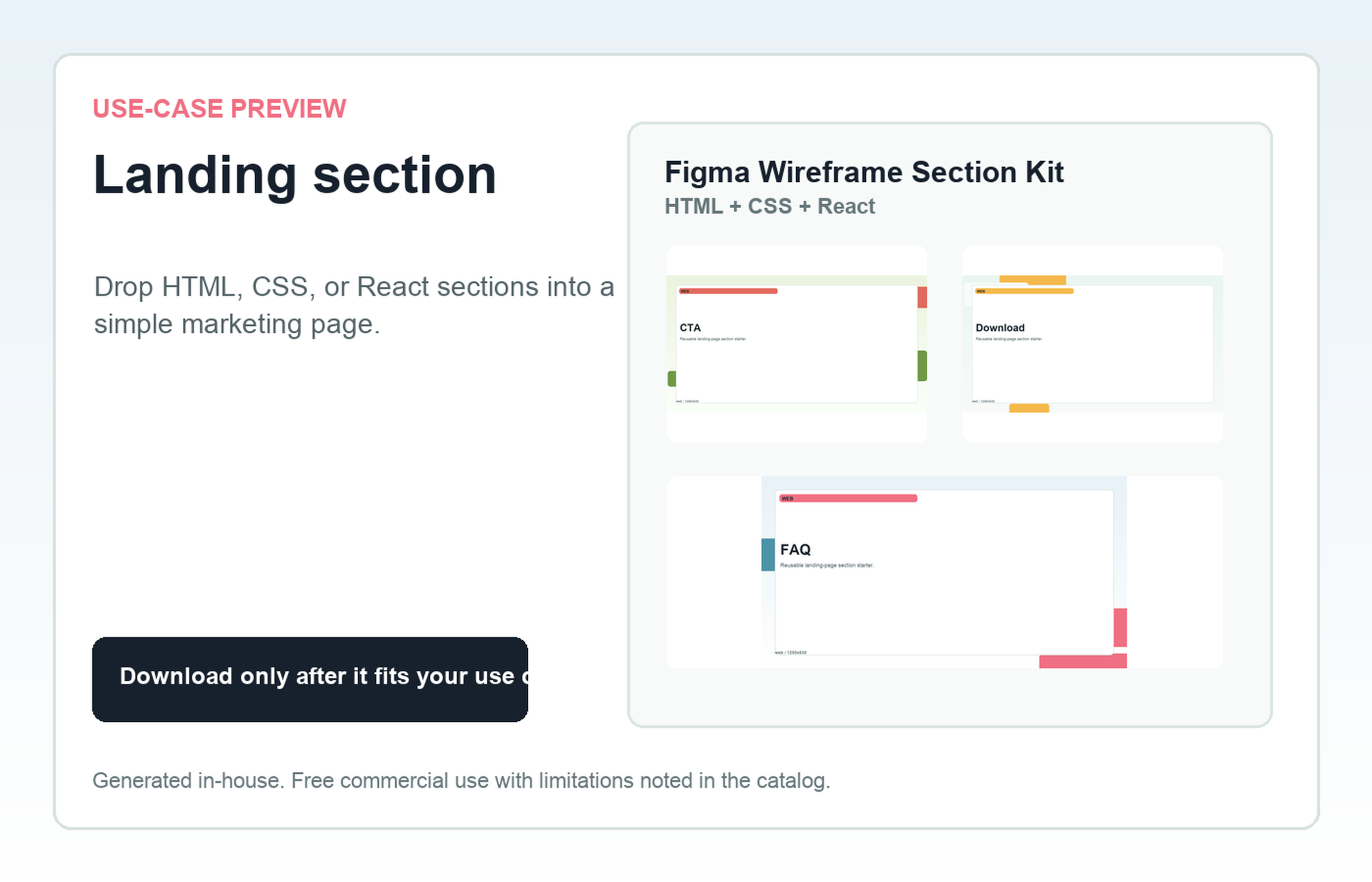 Figma Wireframe Section Kit Landing section use-case preview