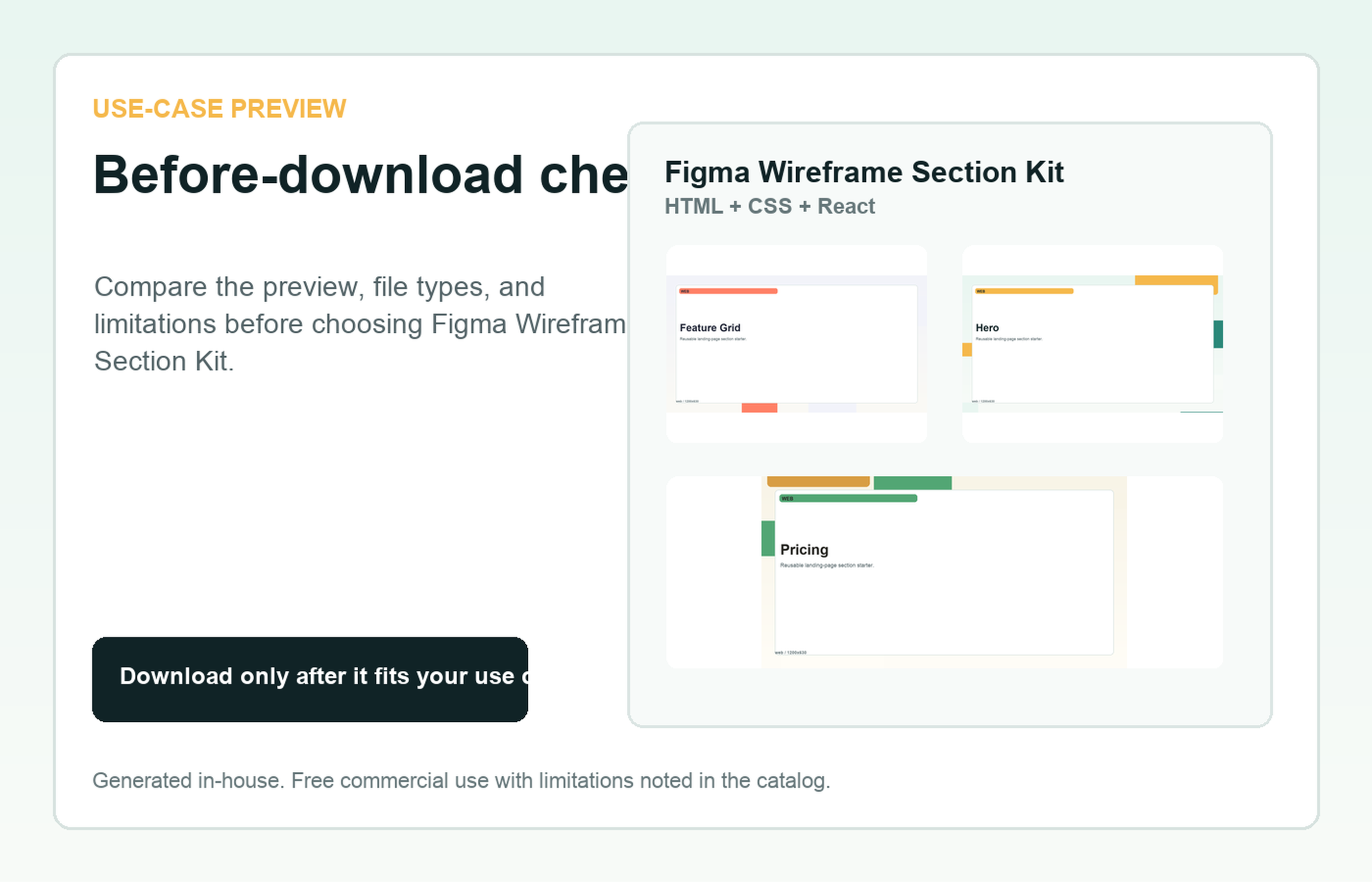 Figma Wireframe Section Kit Before-download check use-case preview