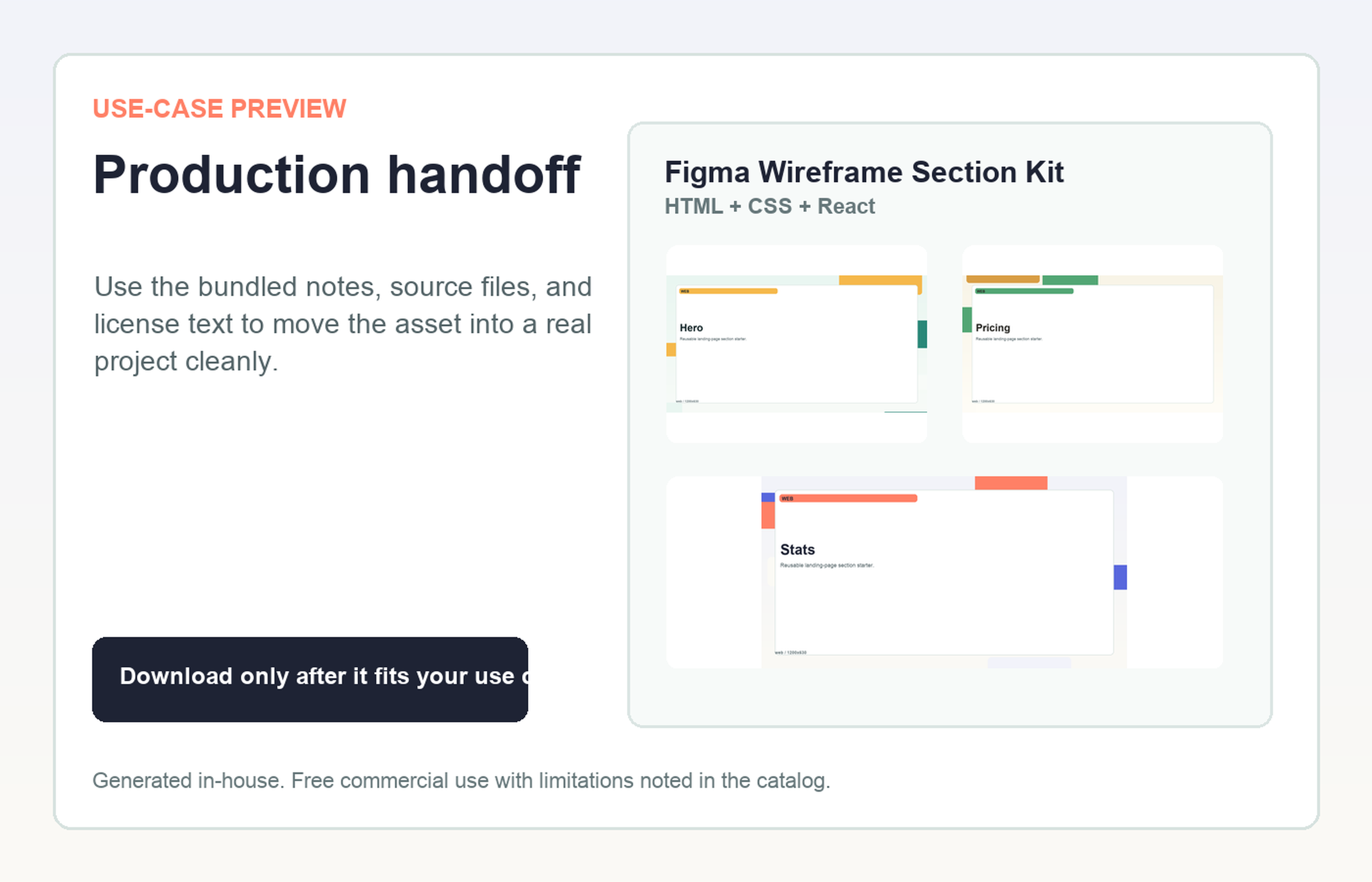 Figma Wireframe Section Kit Production handoff use-case preview