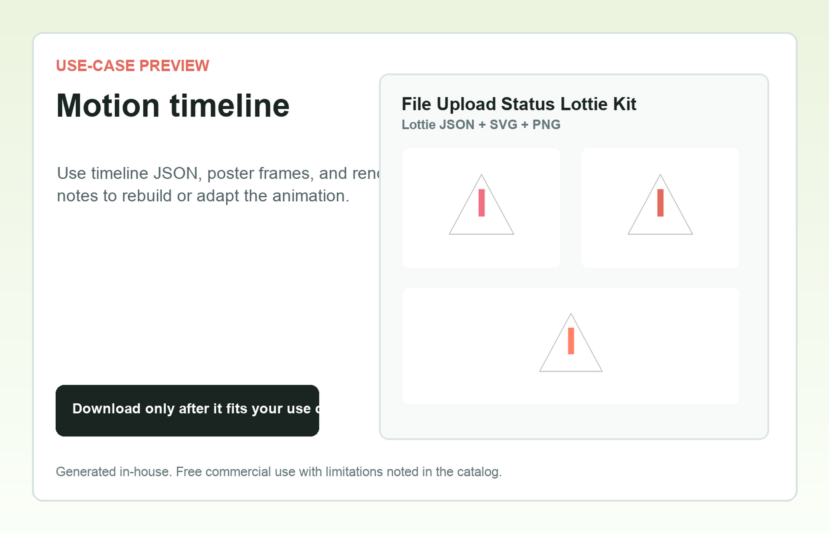 File Upload Status Lottie Kit Motion timeline use-case preview