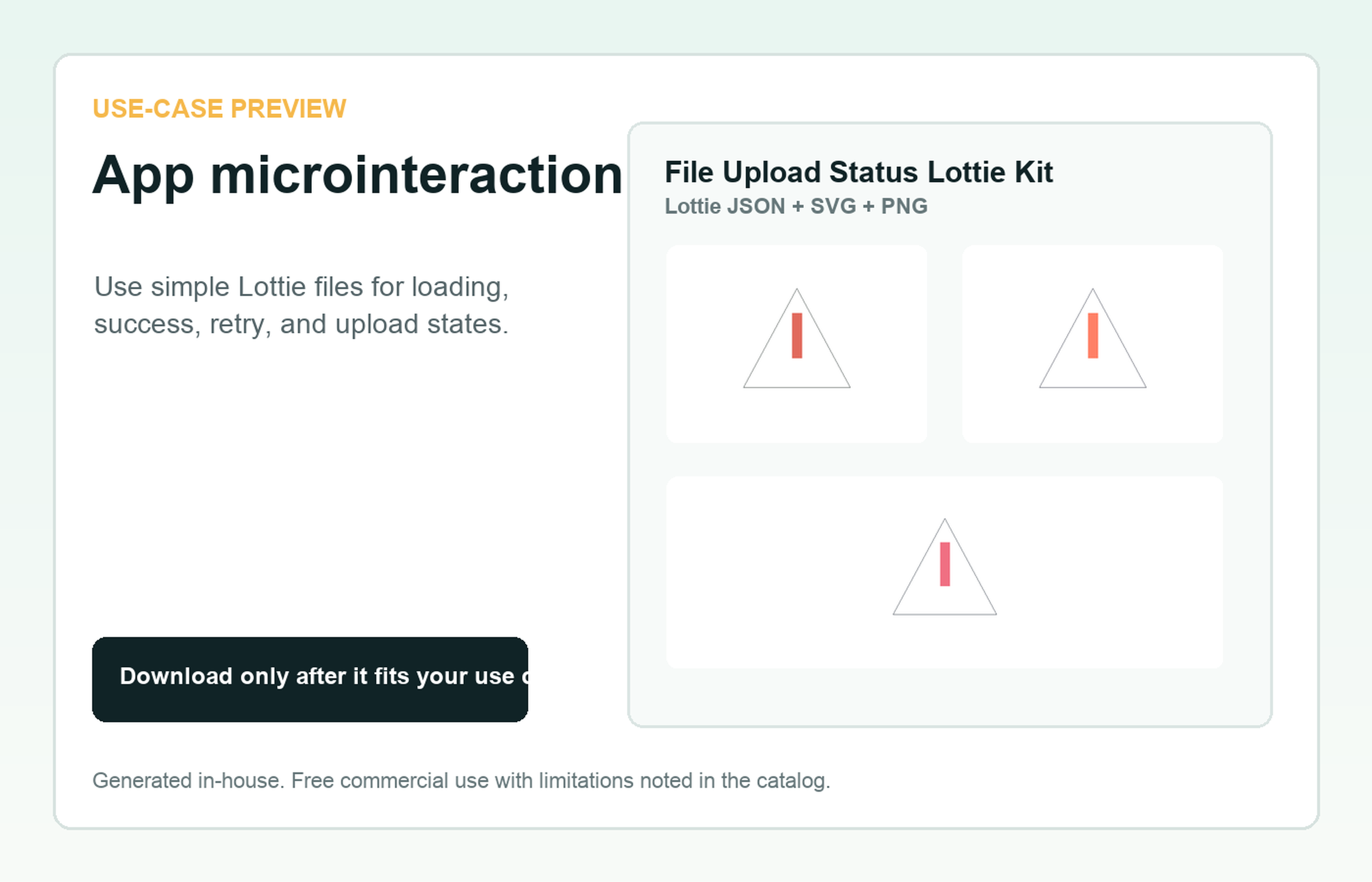 File Upload Status Lottie Kit App microinteraction use-case preview