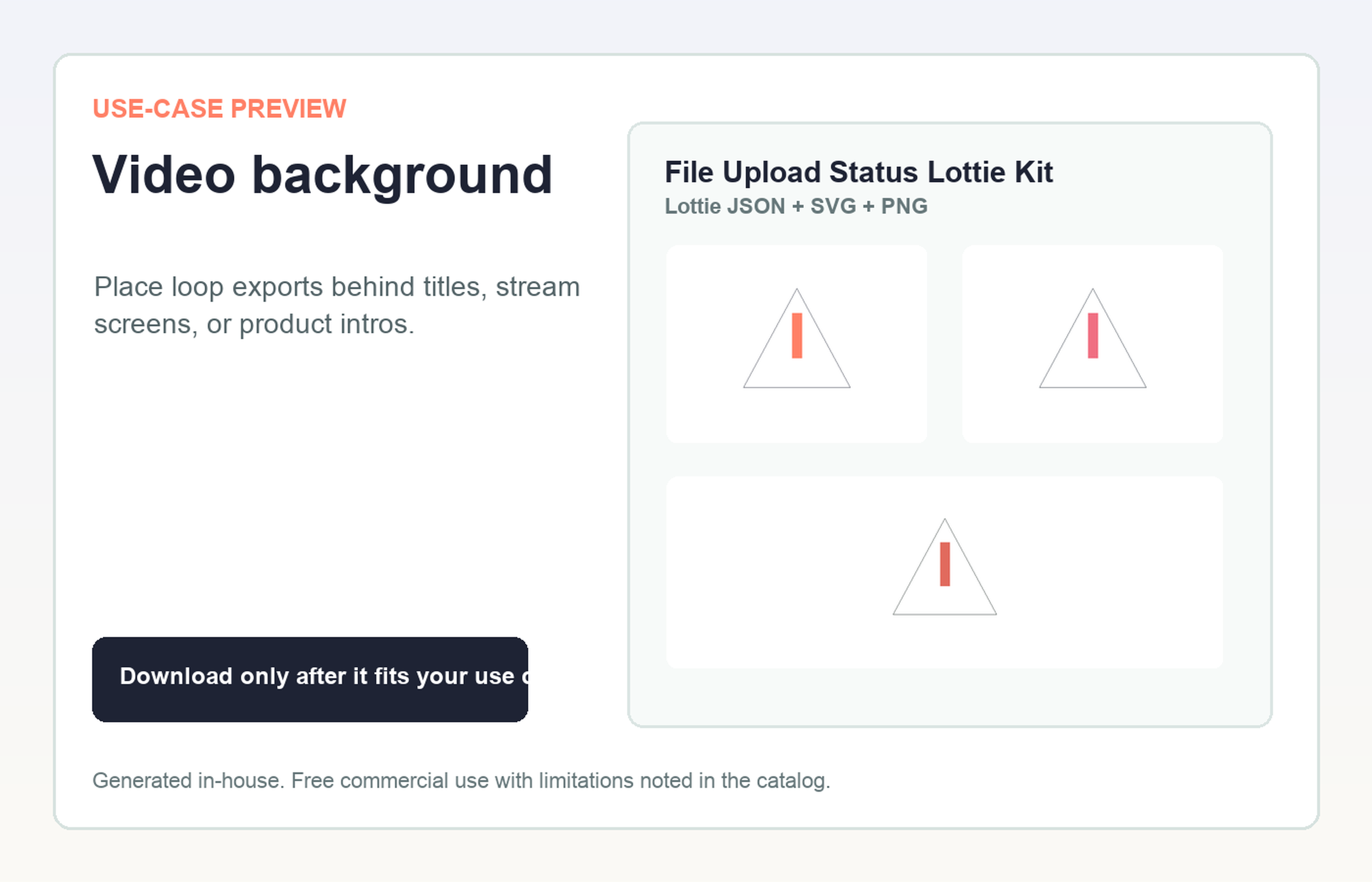File Upload Status Lottie Kit Video background use-case preview