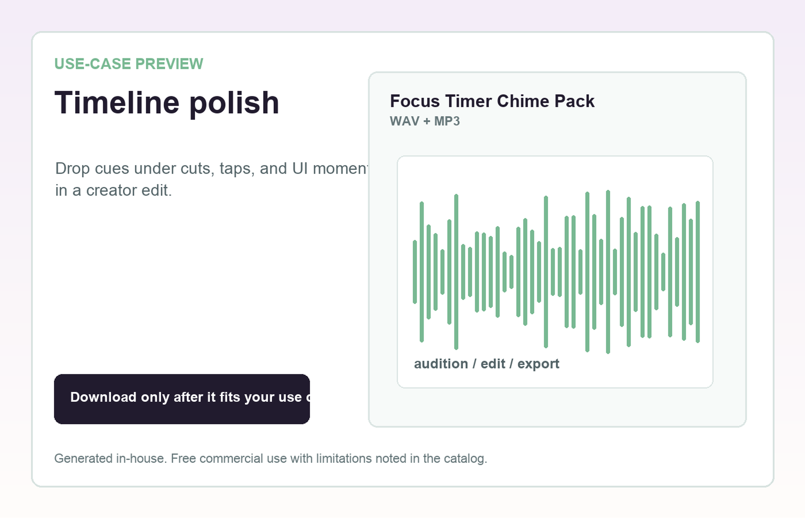 Focus Timer Chime Pack Timeline polish use-case preview