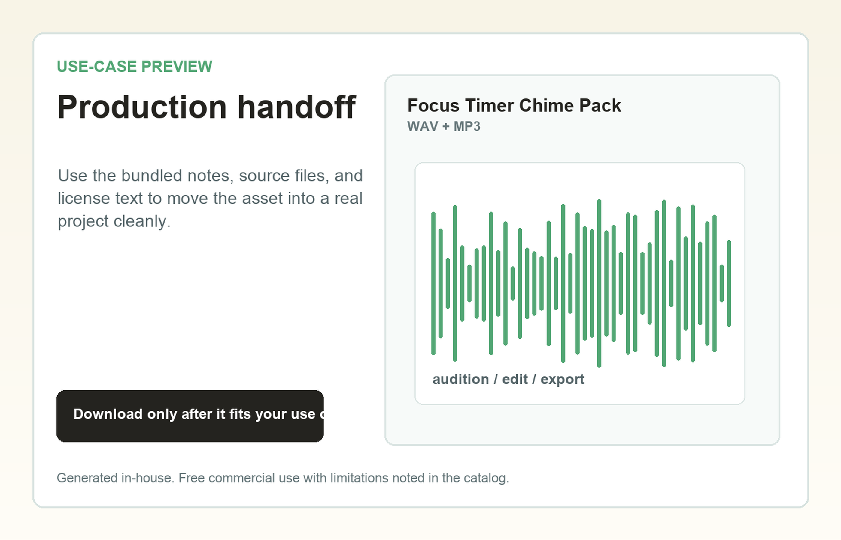 Focus Timer Chime Pack Production handoff use-case preview