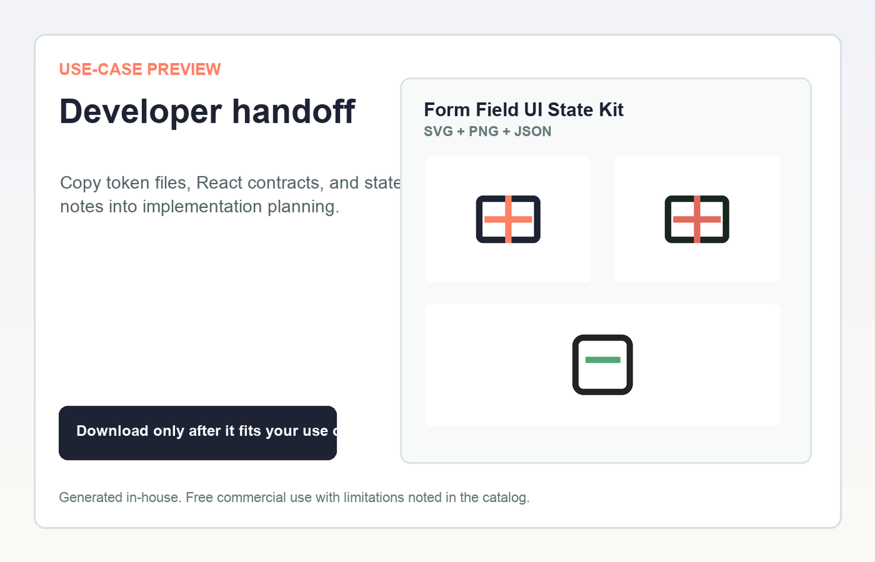 Form Field UI State Kit Developer handoff use-case preview