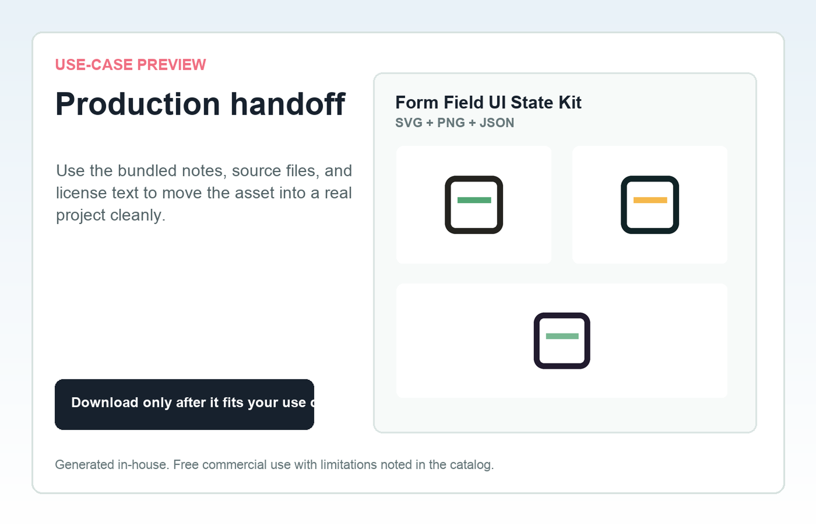 Form Field UI State Kit Production handoff use-case preview