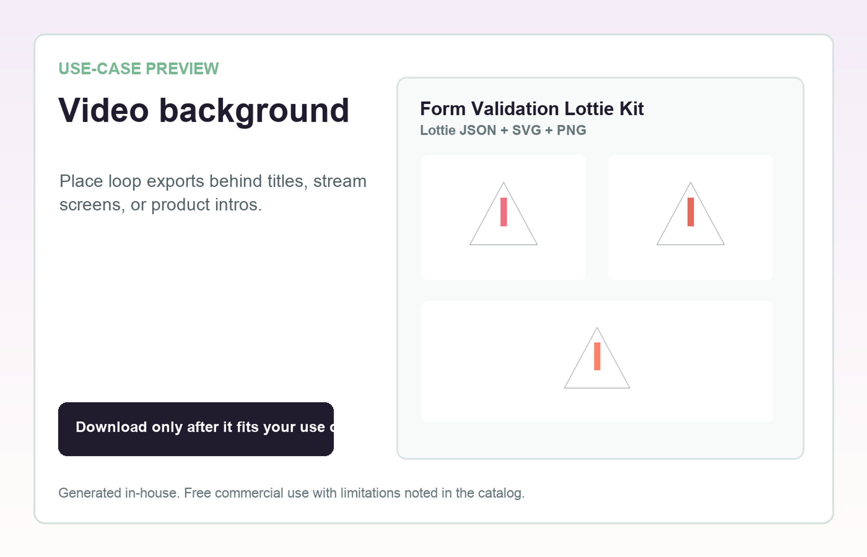 Form Validation Lottie Kit Video background use-case preview