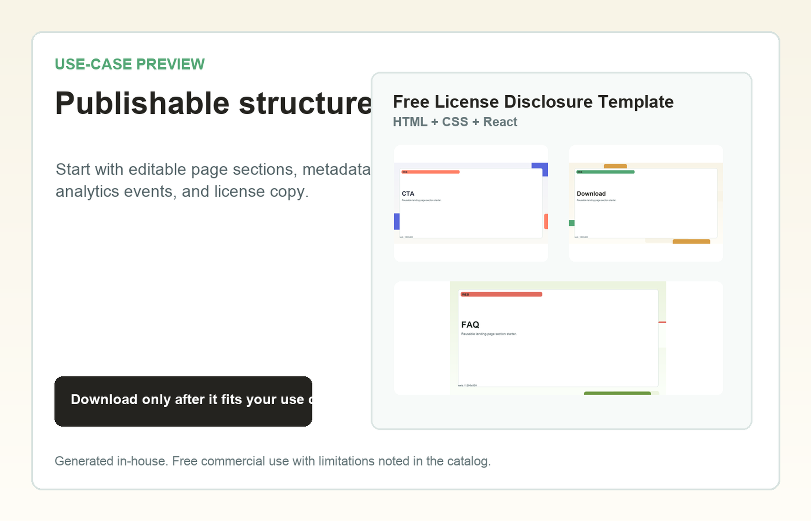 Free License Disclosure Template Publishable structure use-case preview