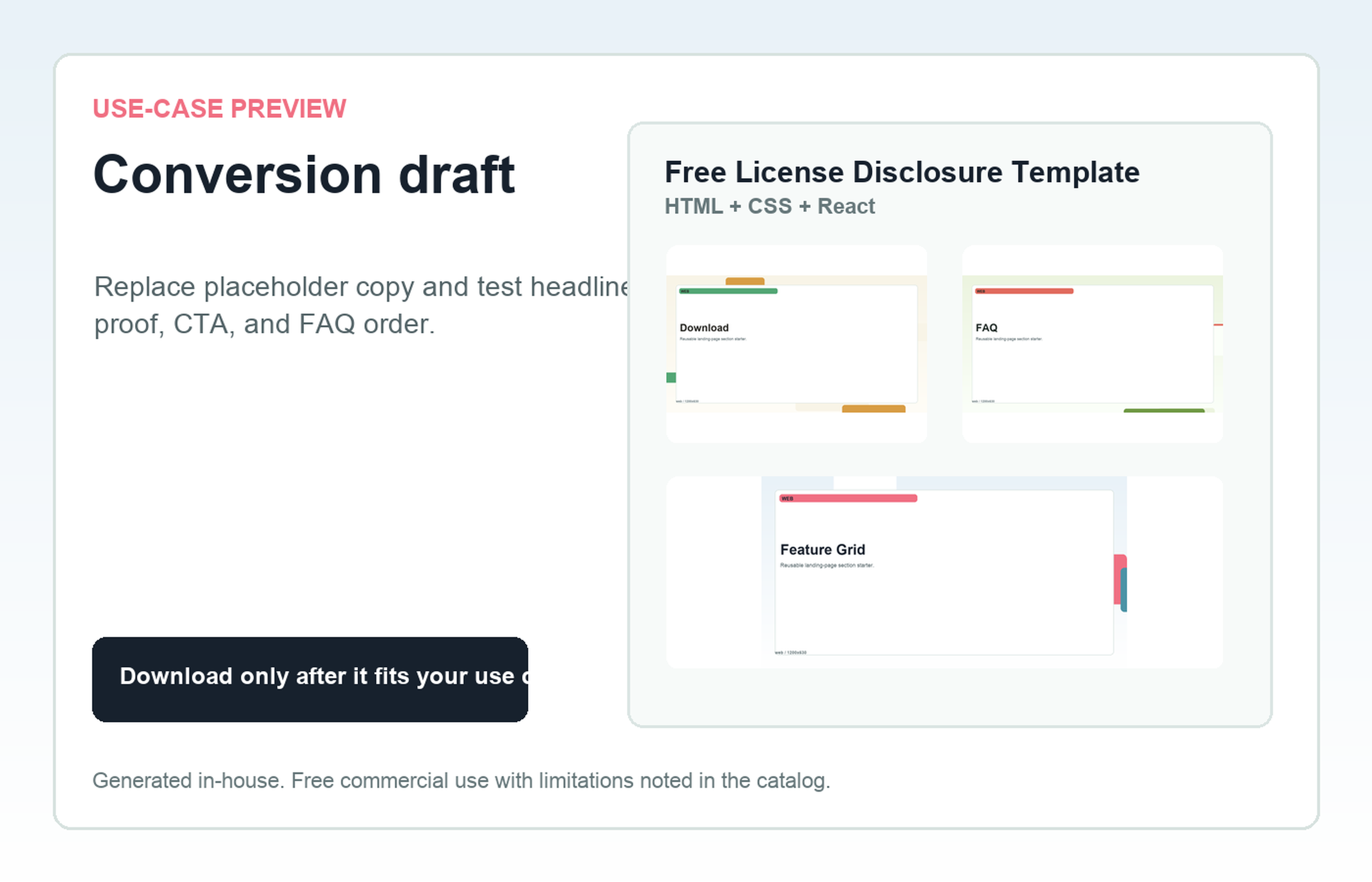 Free License Disclosure Template Conversion draft use-case preview