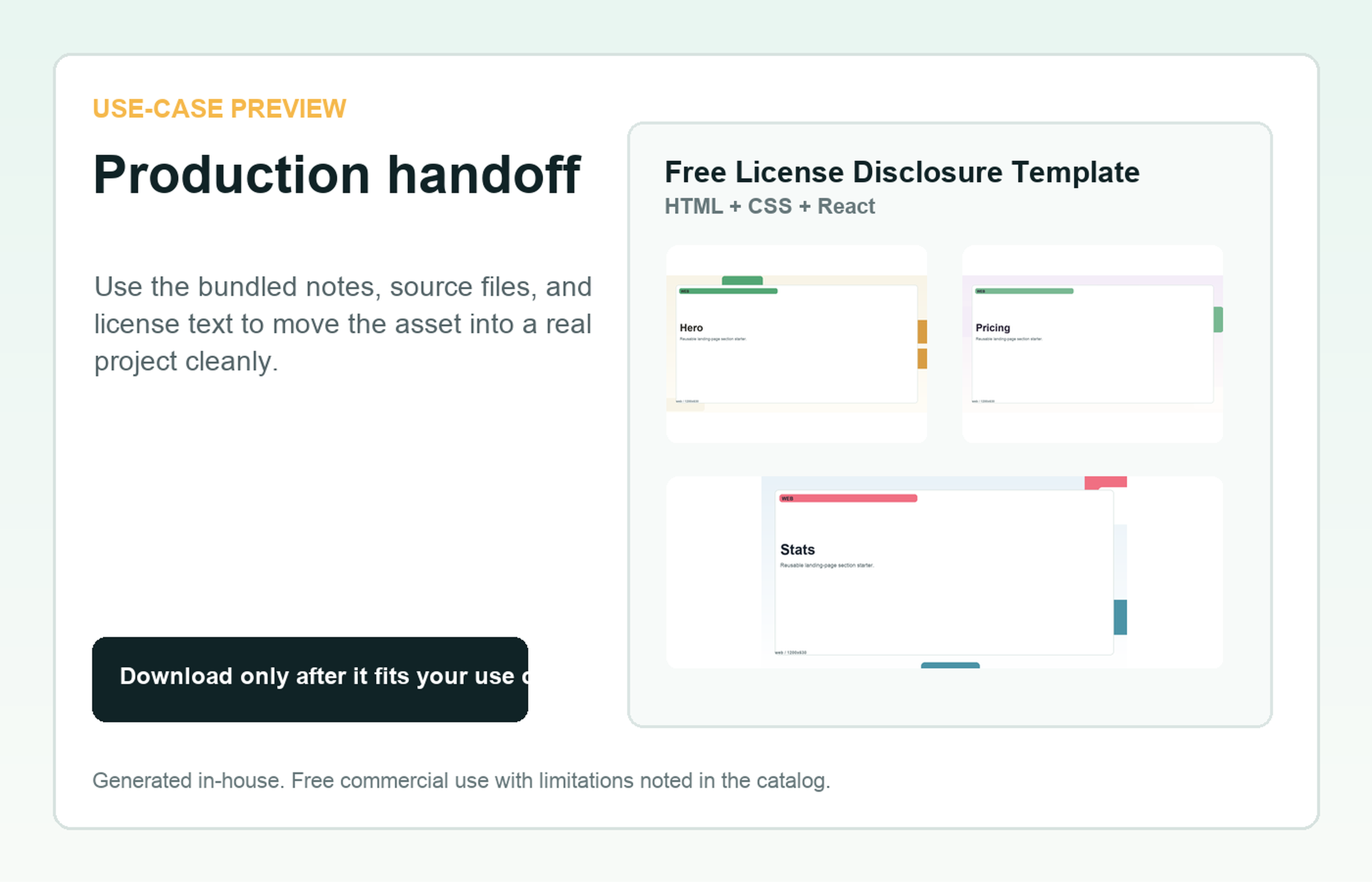 Free License Disclosure Template Production handoff use-case preview