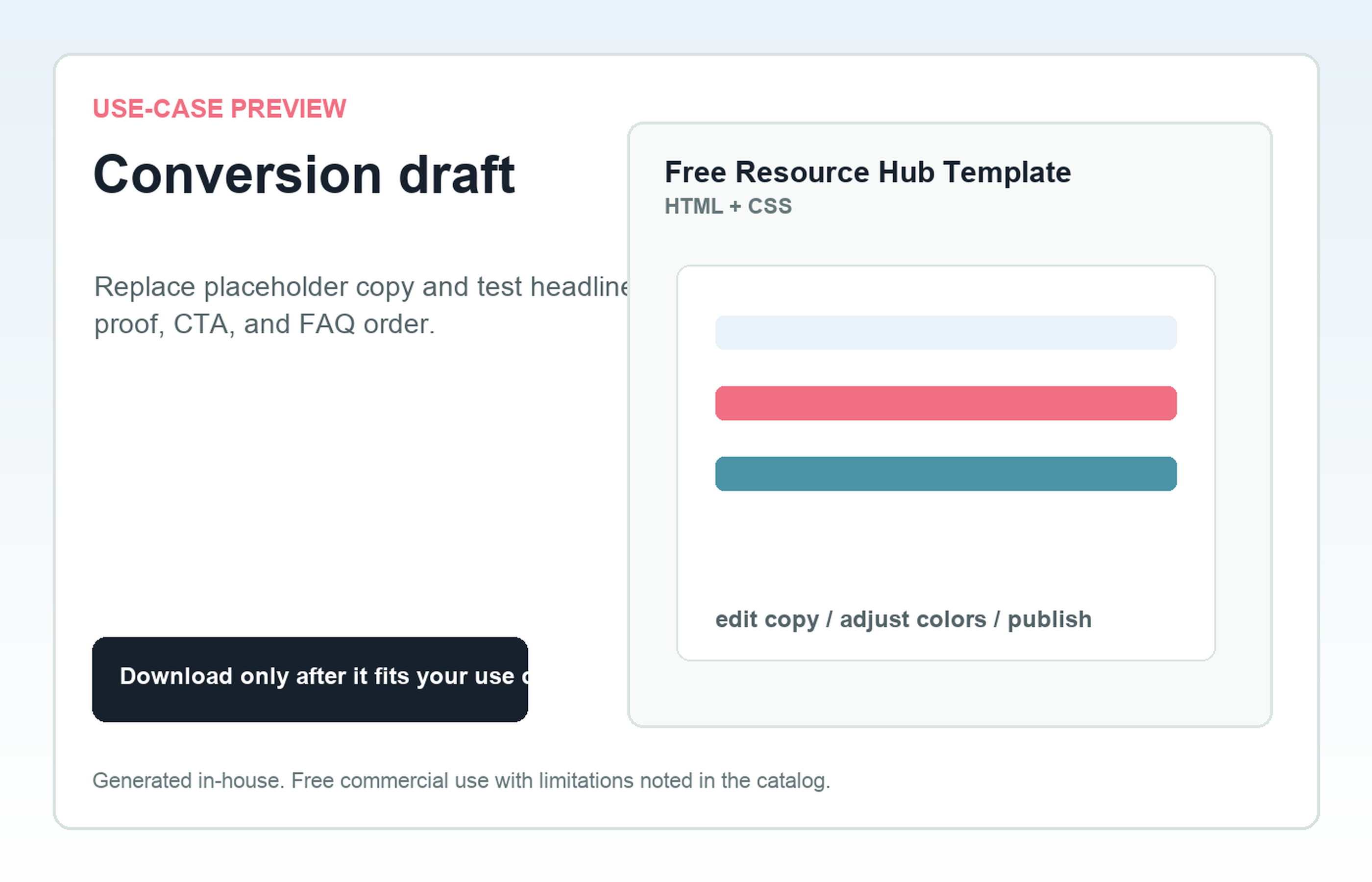 Free Resource Hub Template Conversion draft use-case preview