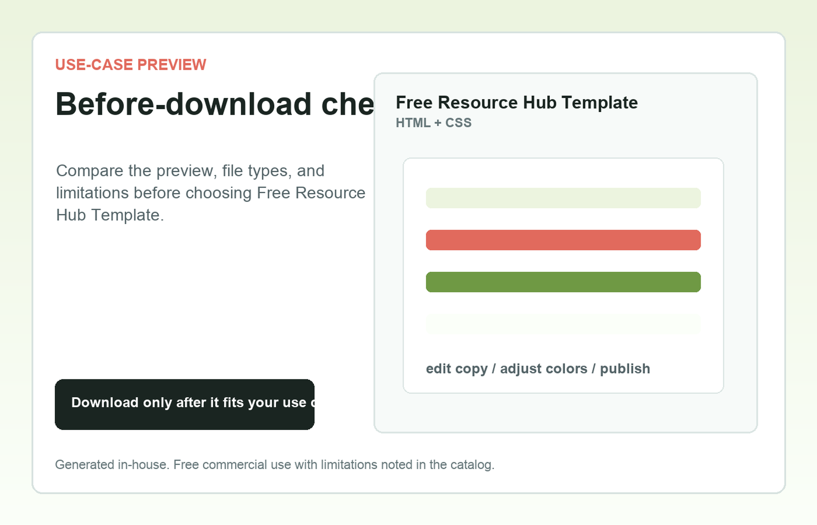 Free Resource Hub Template Before-download check use-case preview