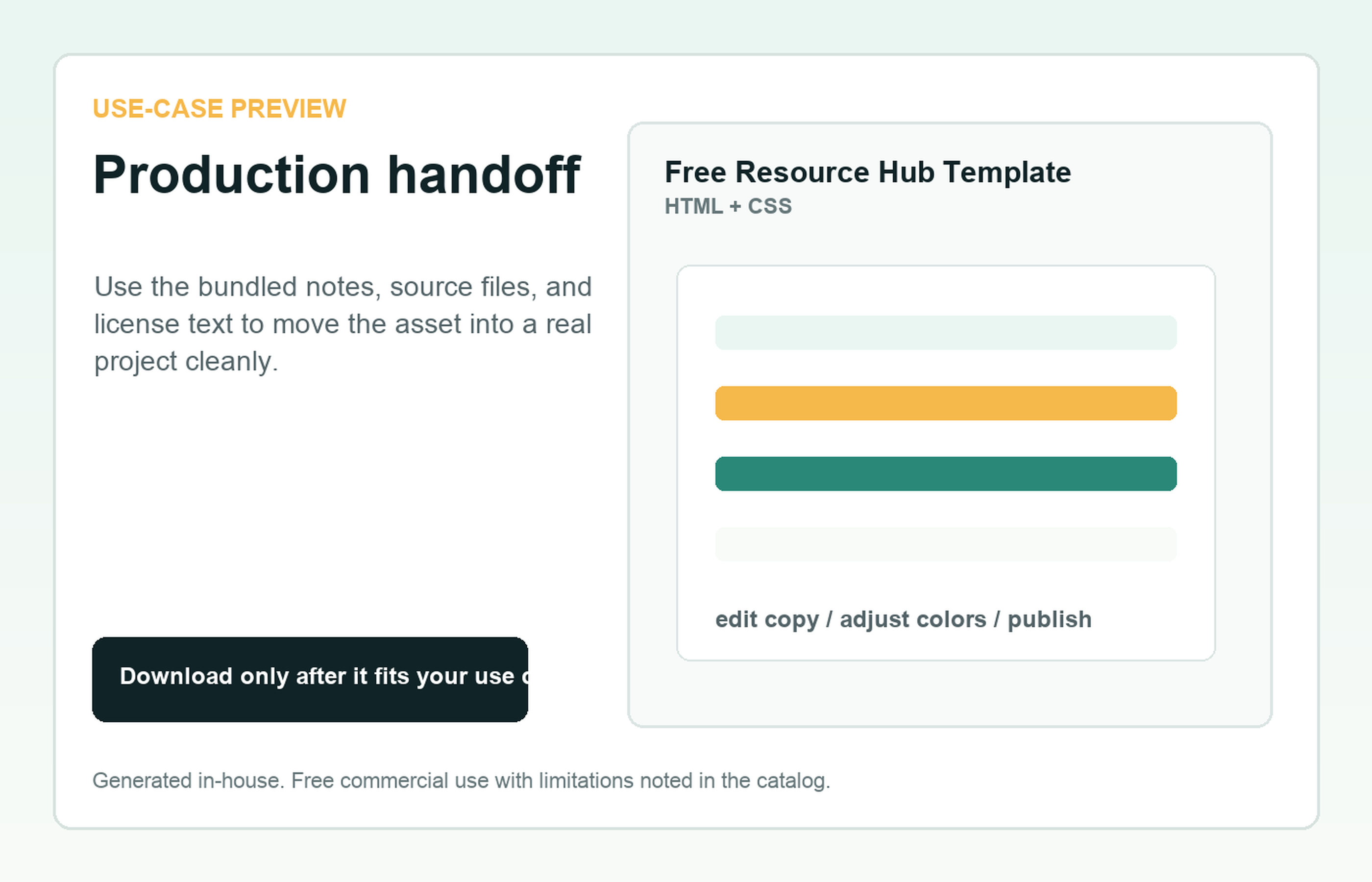 Free Resource Hub Template Production handoff use-case preview