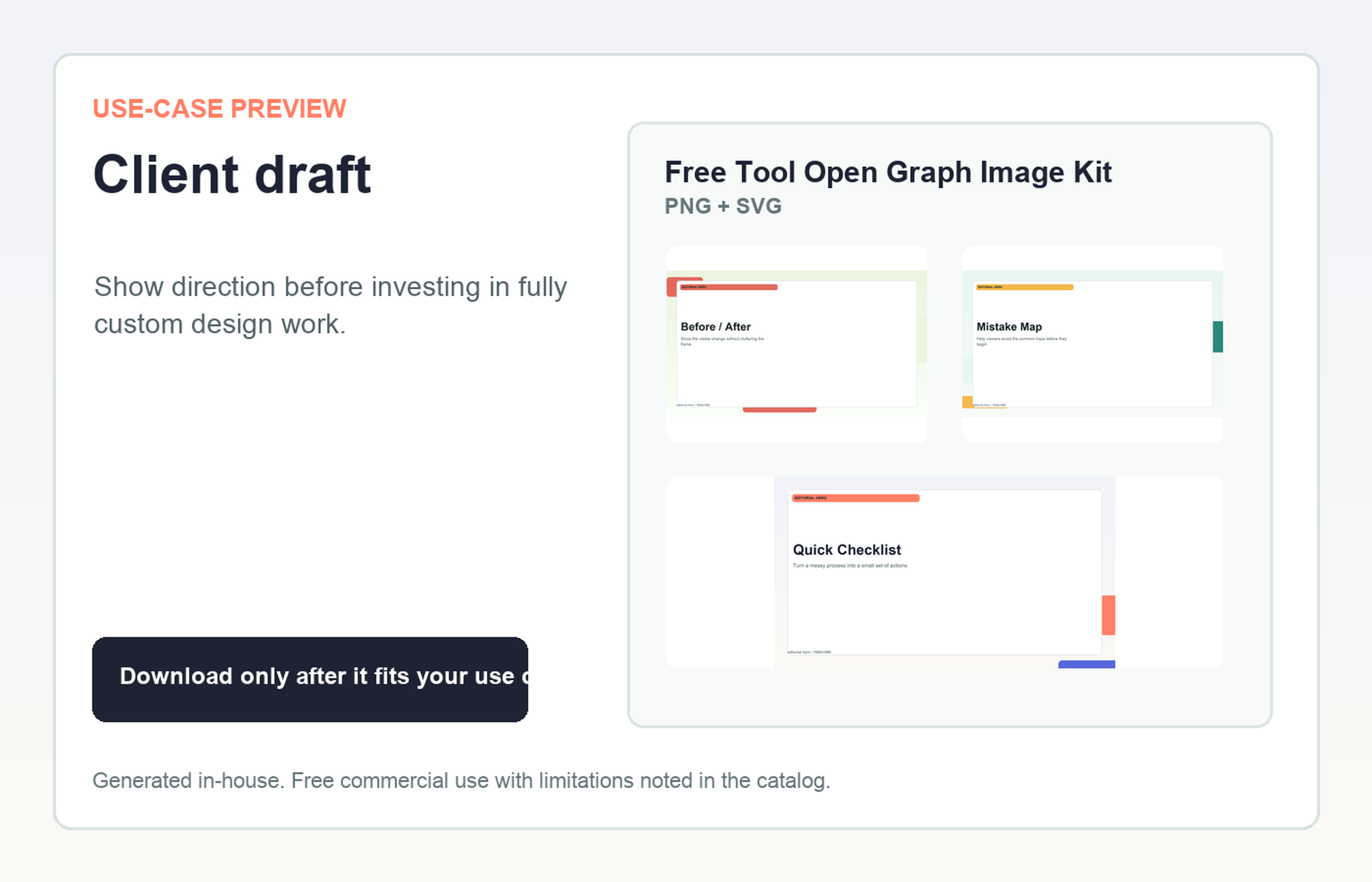 Free Tool Open Graph Image Kit Client draft use-case preview
