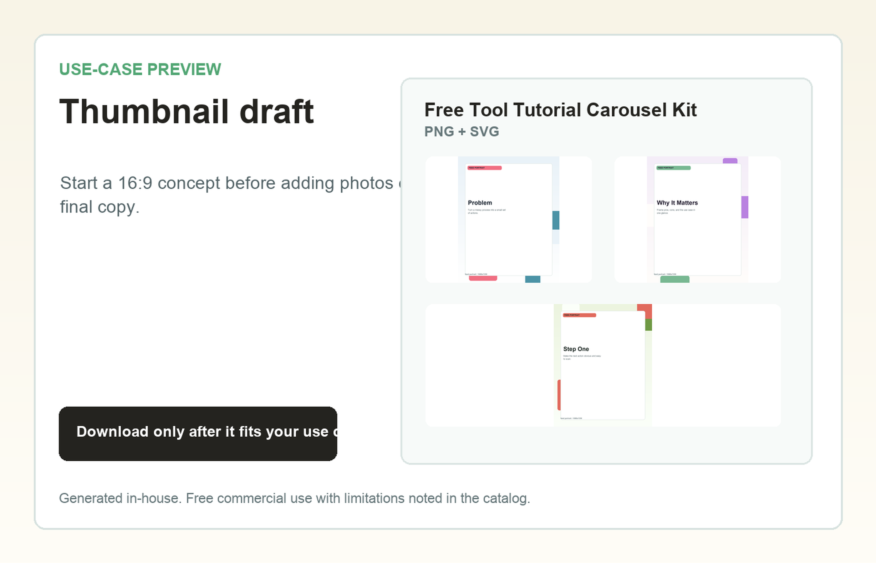 Free Tool Tutorial Carousel Kit Thumbnail draft use-case preview