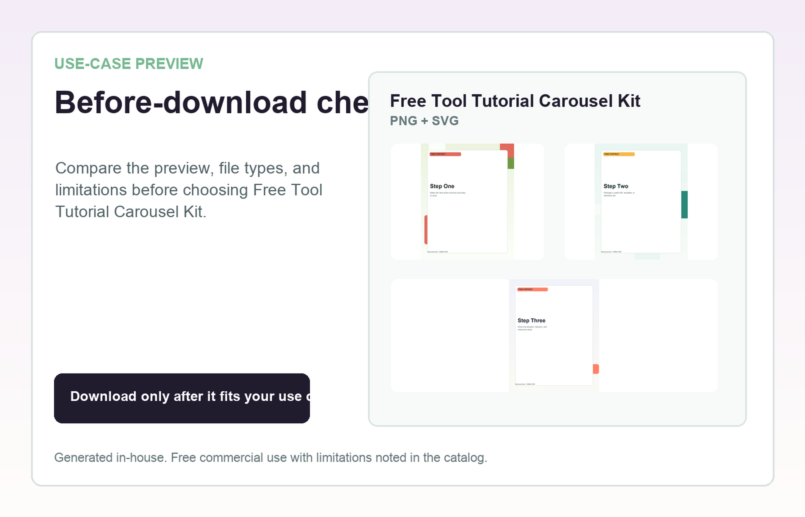 Free Tool Tutorial Carousel Kit Before-download check use-case preview