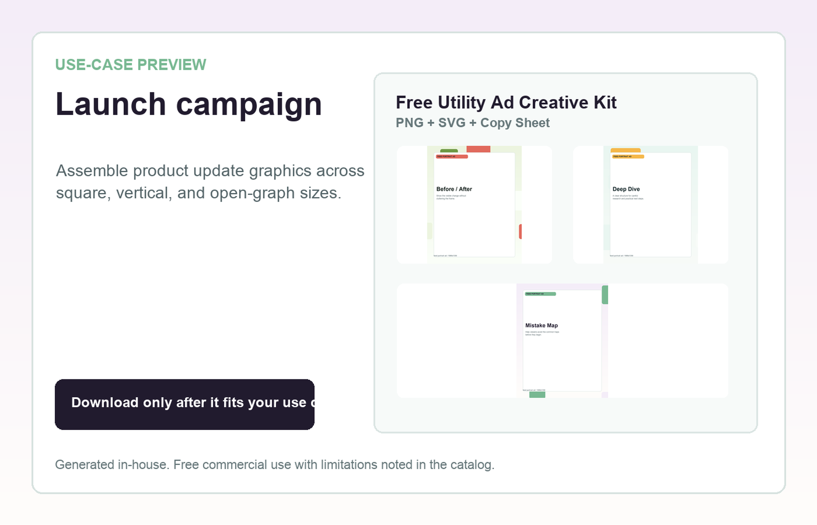 Free Utility Ad Creative Kit Launch campaign use-case preview