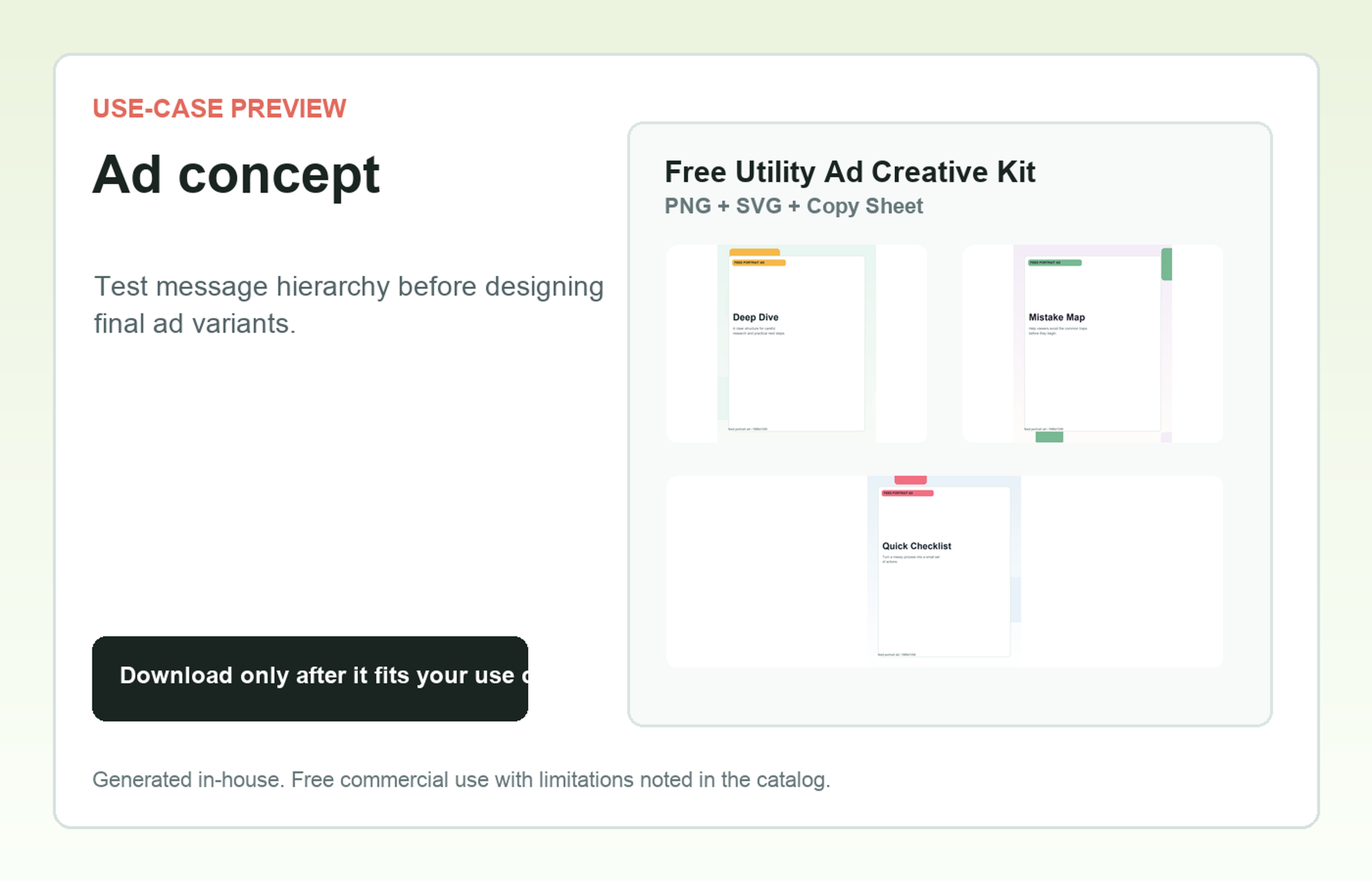 Free Utility Ad Creative Kit Ad concept use-case preview
