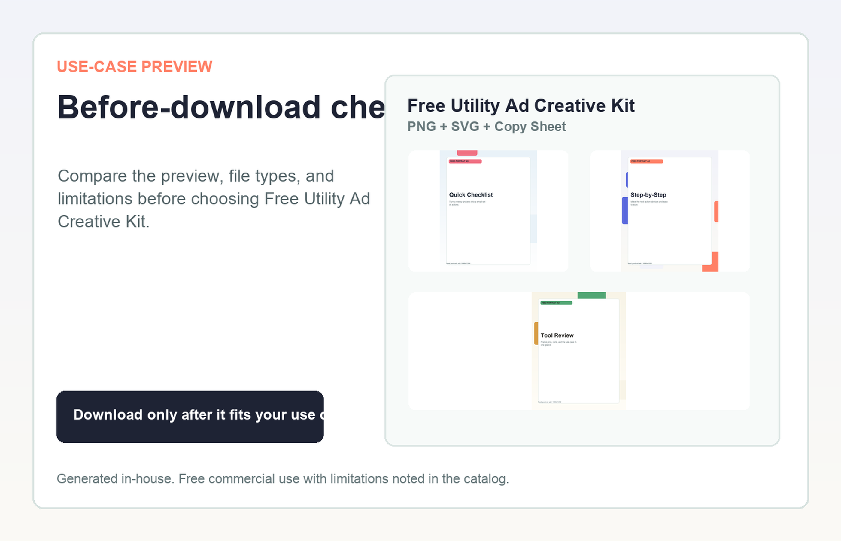 Free Utility Ad Creative Kit Before-download check use-case preview
