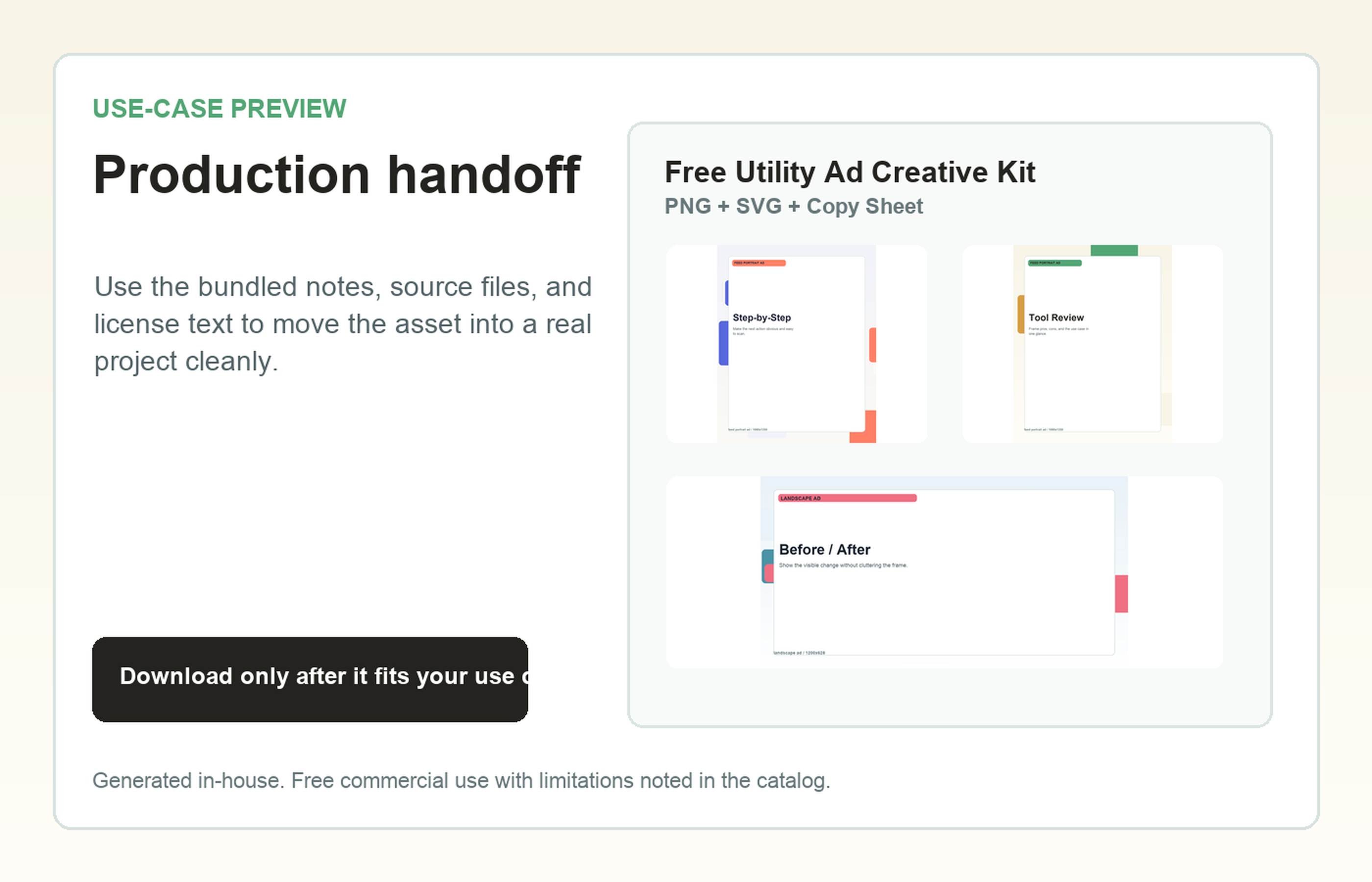Free Utility Ad Creative Kit Production handoff use-case preview