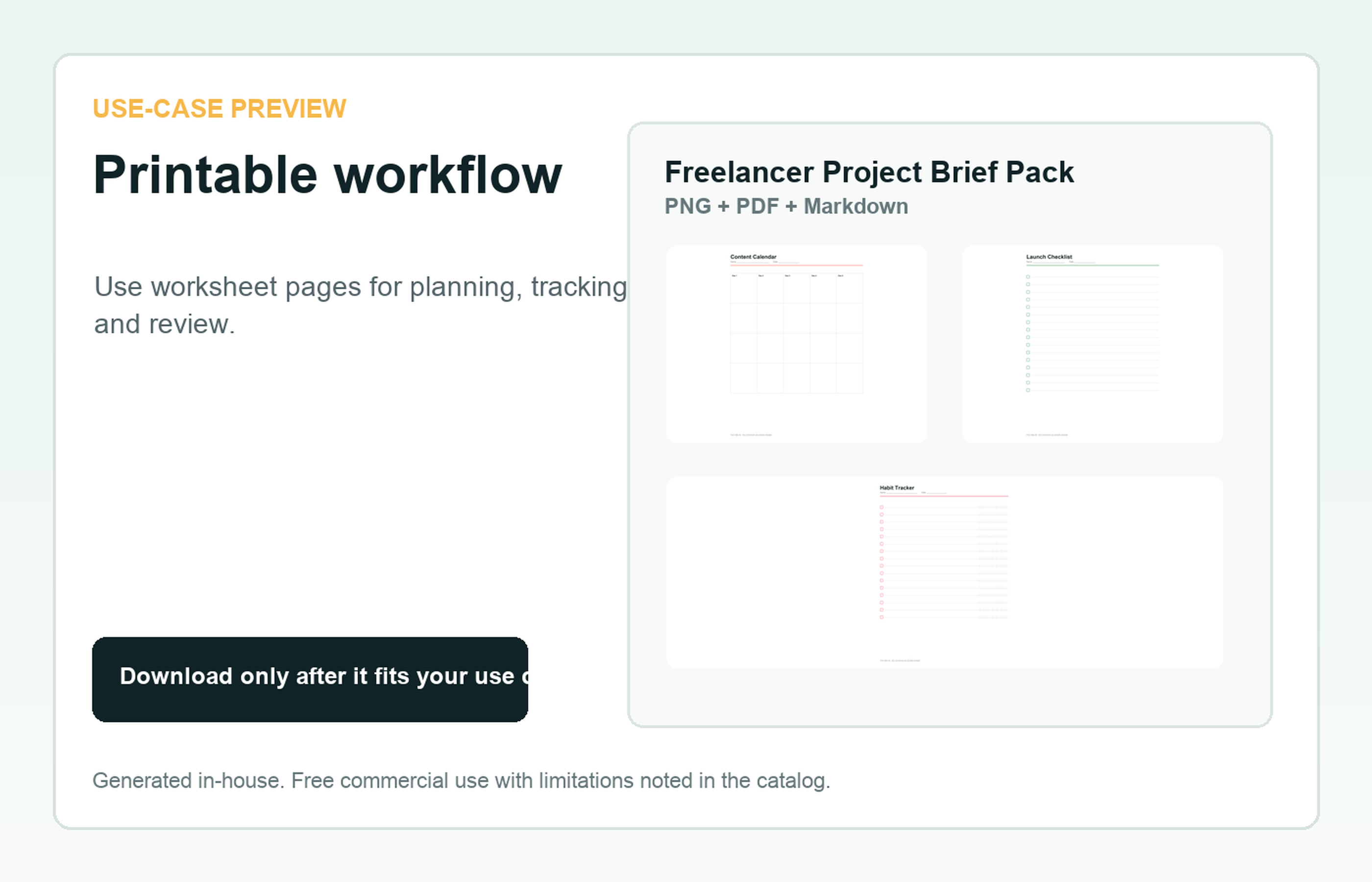 Freelancer Project Brief Pack Printable workflow use-case preview