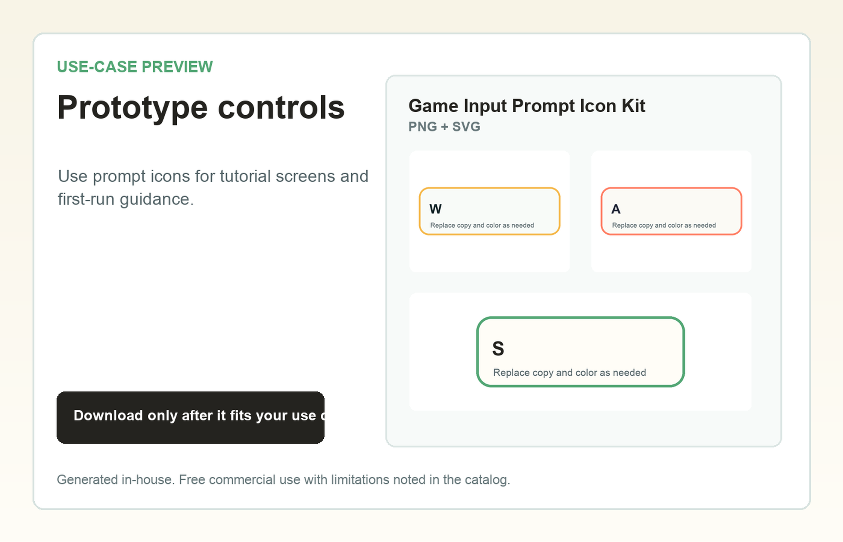 Game Input Prompt Icon Kit Prototype controls use-case preview