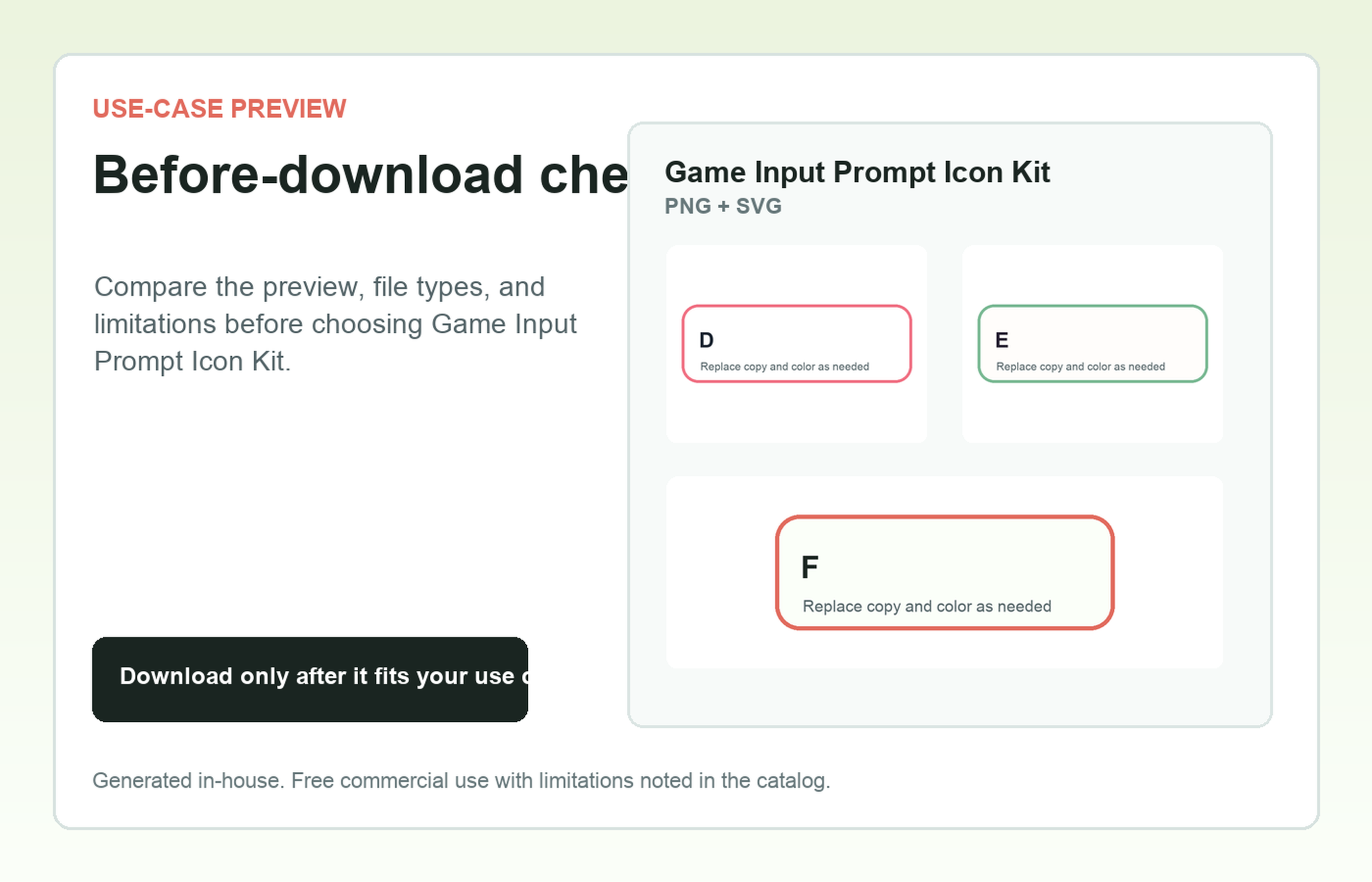 Game Input Prompt Icon Kit Before-download check use-case preview